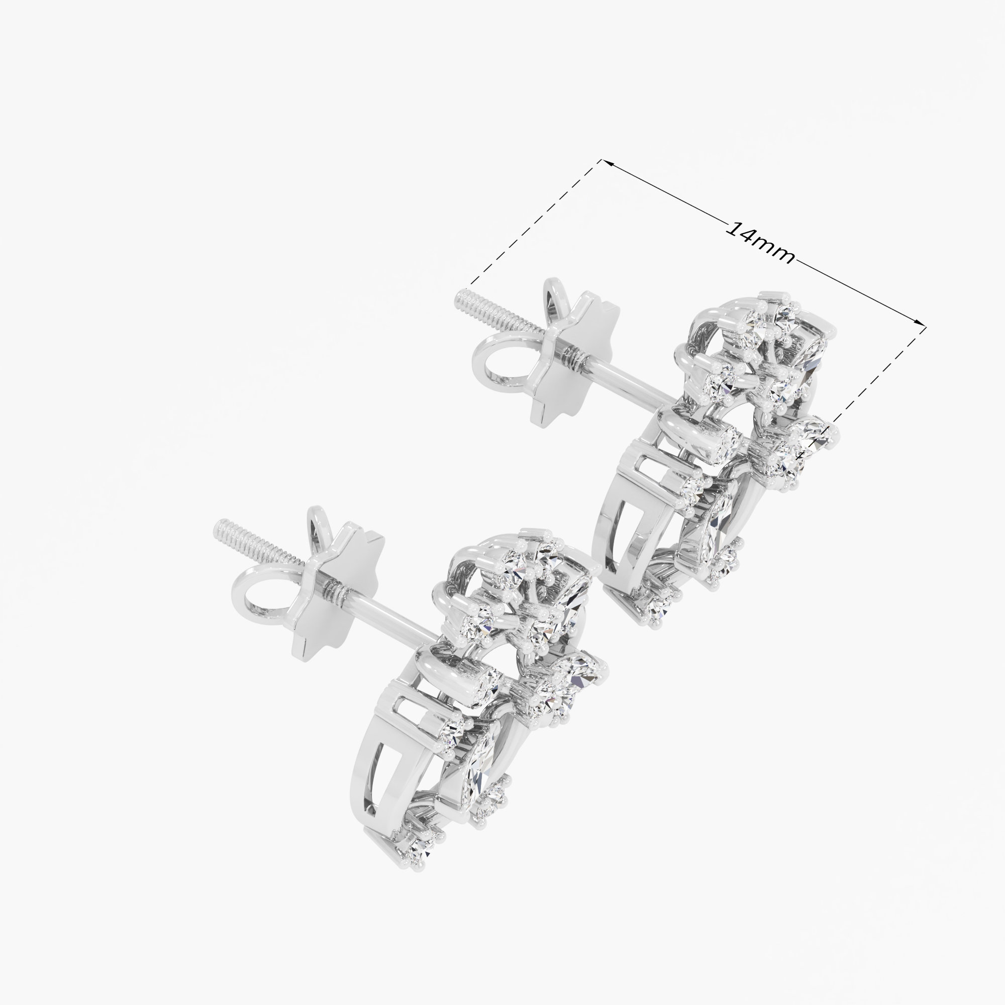 Garden Wheel Stud Earrings in 9KT White Gold (Diamond Quality: FG-VVS VS)