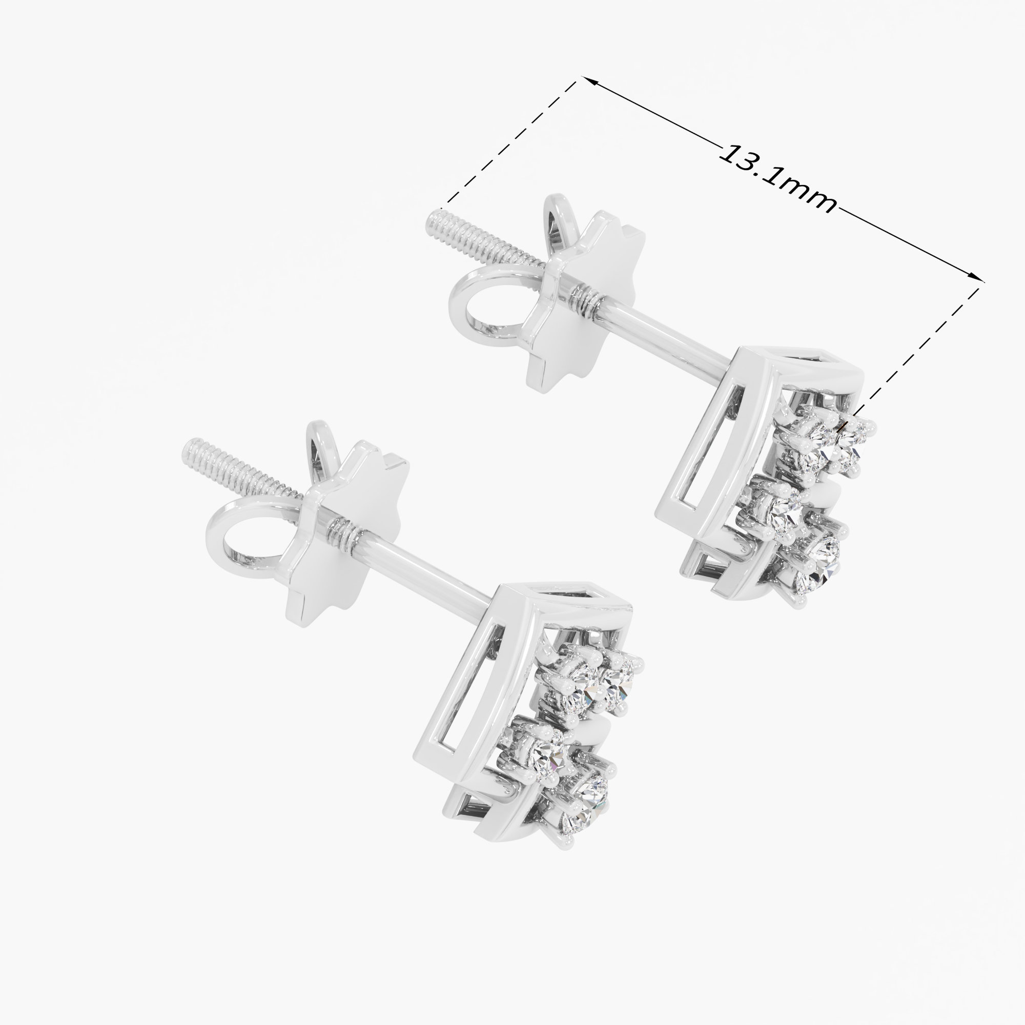Rhombus Trellis Stud Earrings in 9KT White Gold (Diamond Quality: FG-VVS VS)