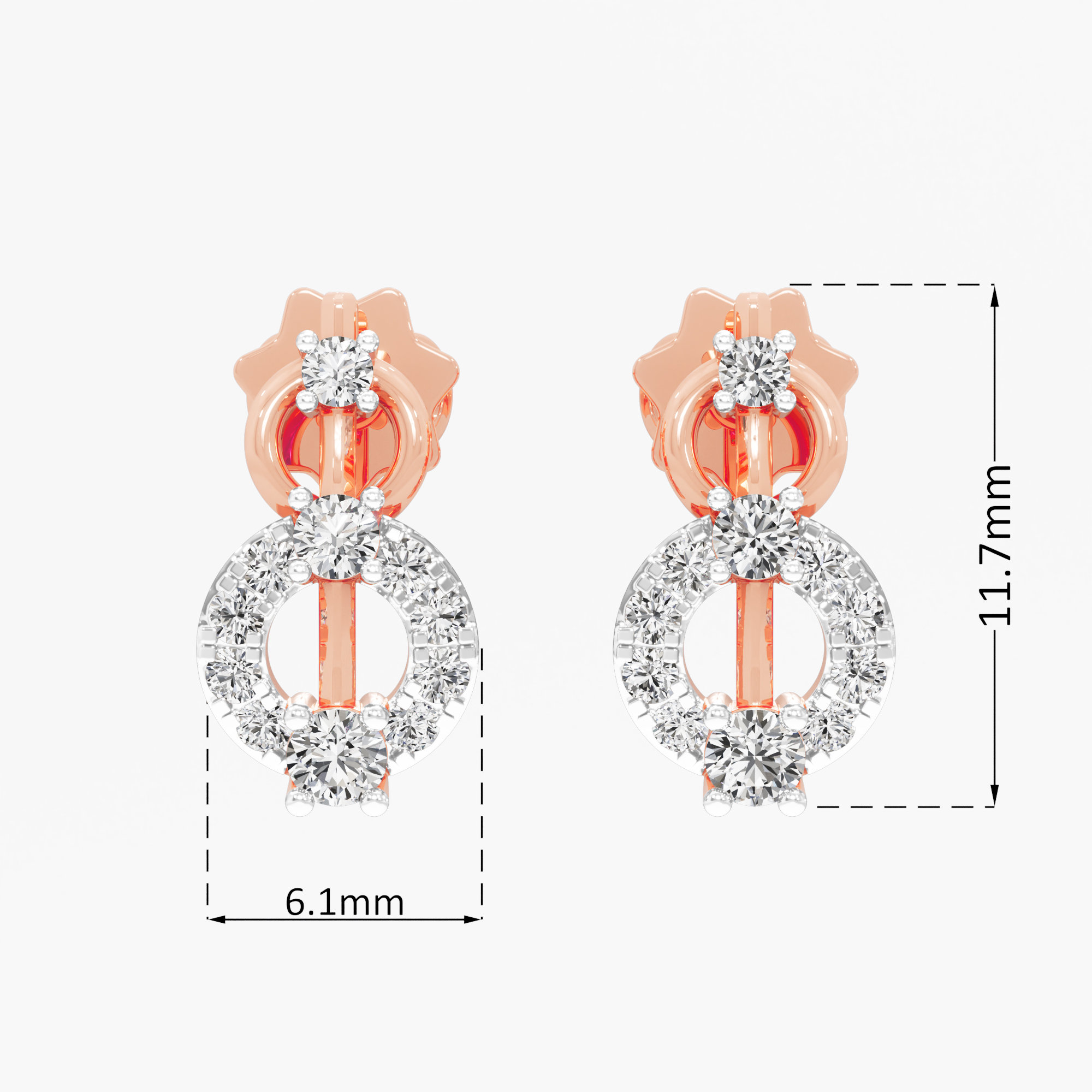Wreath Circlet Stud Earrings in 9KT Rose Gold (Diamond Quality: FG-VVS VS)
