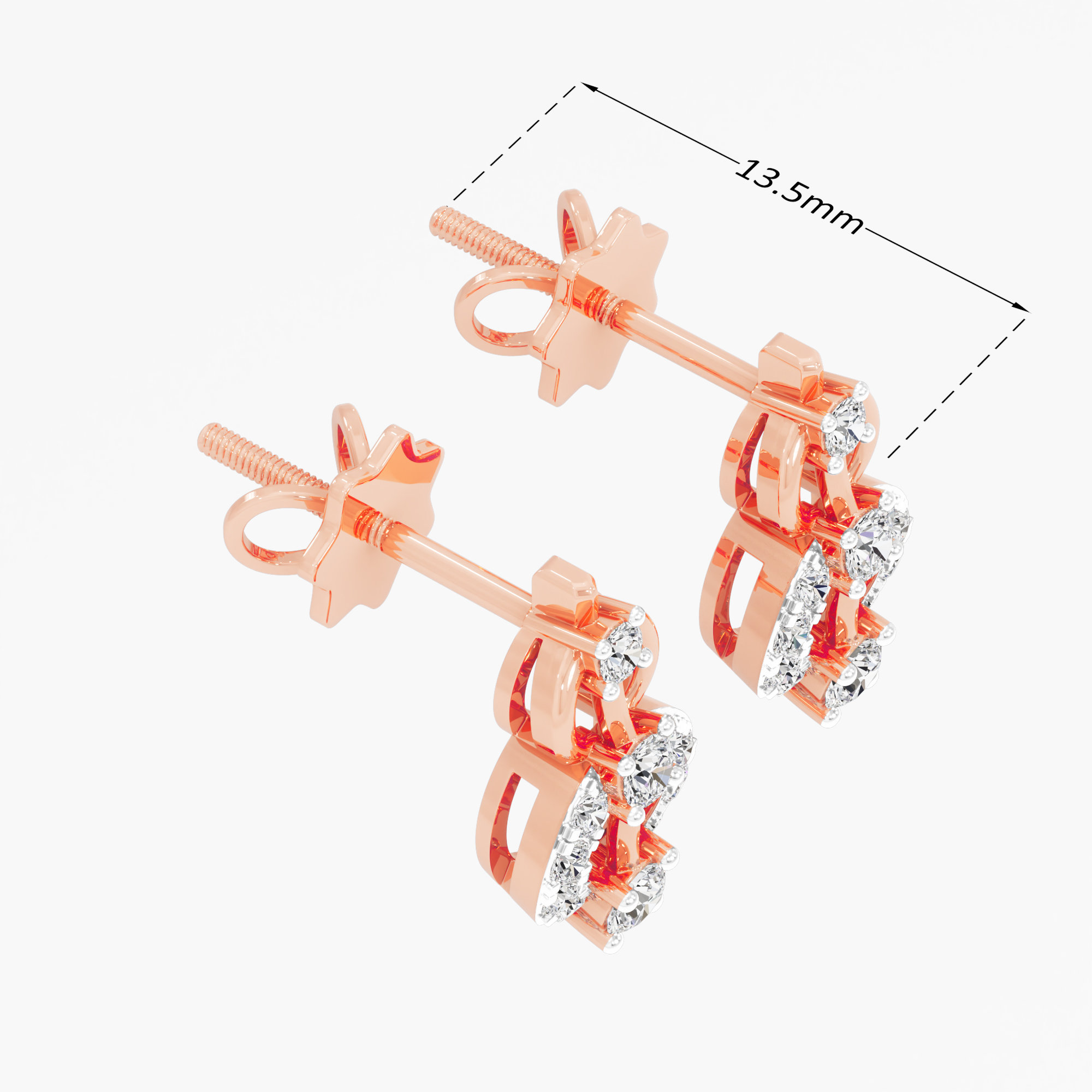 Wreath Circlet Stud Earrings in 9KT Rose Gold (Diamond Quality: FG-VVS VS)