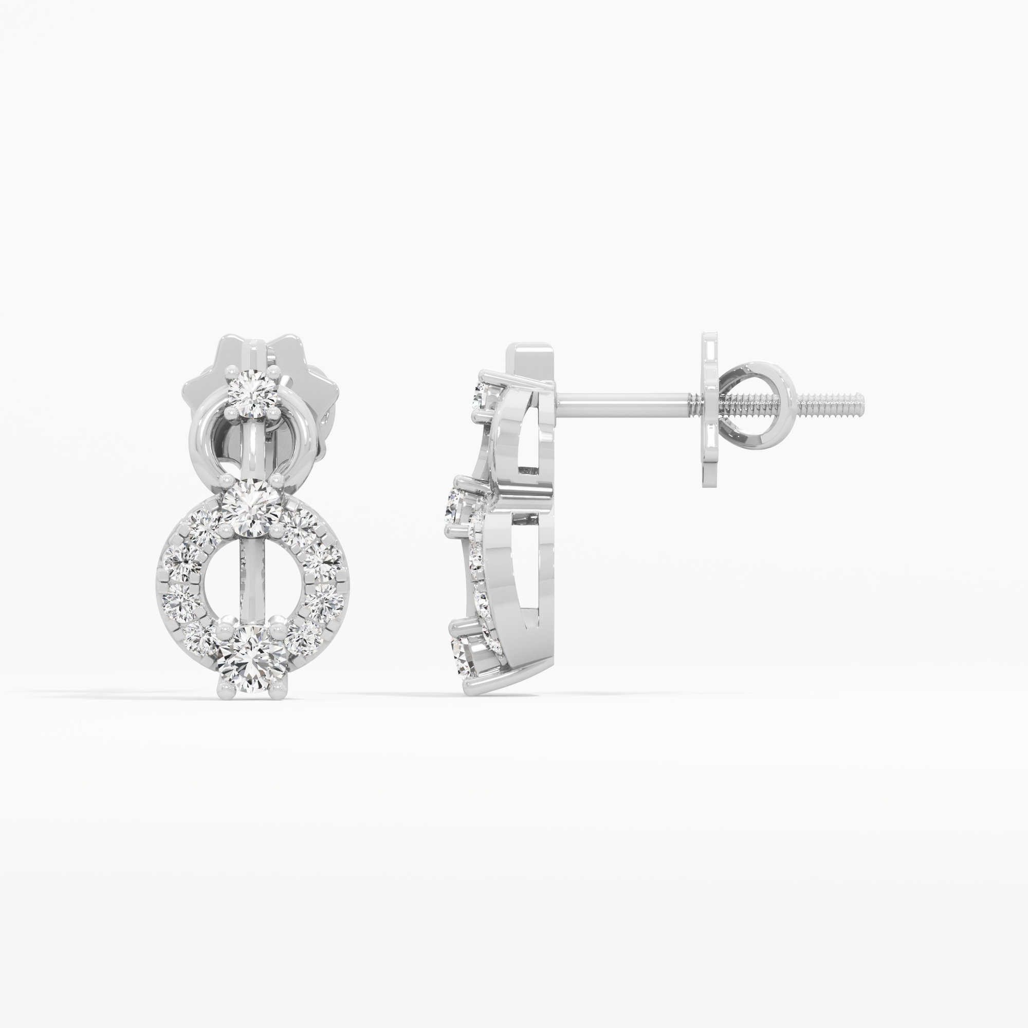Wreath Circlet Stud Earrings in 9KT White Gold (Diamond Quality: FG-VVS VS)