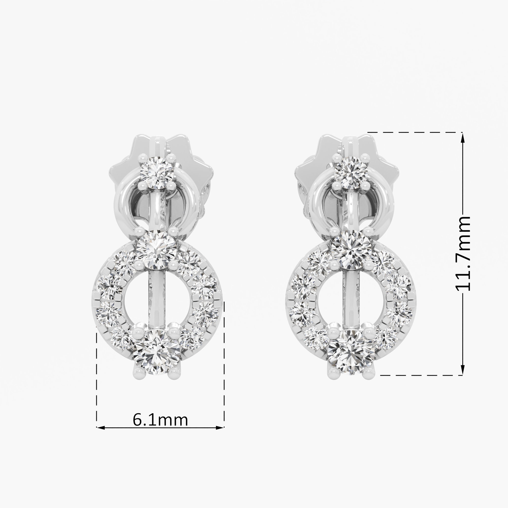 Wreath Circlet Stud Earrings in 9KT White Gold (Diamond Quality: FG-VVS VS)