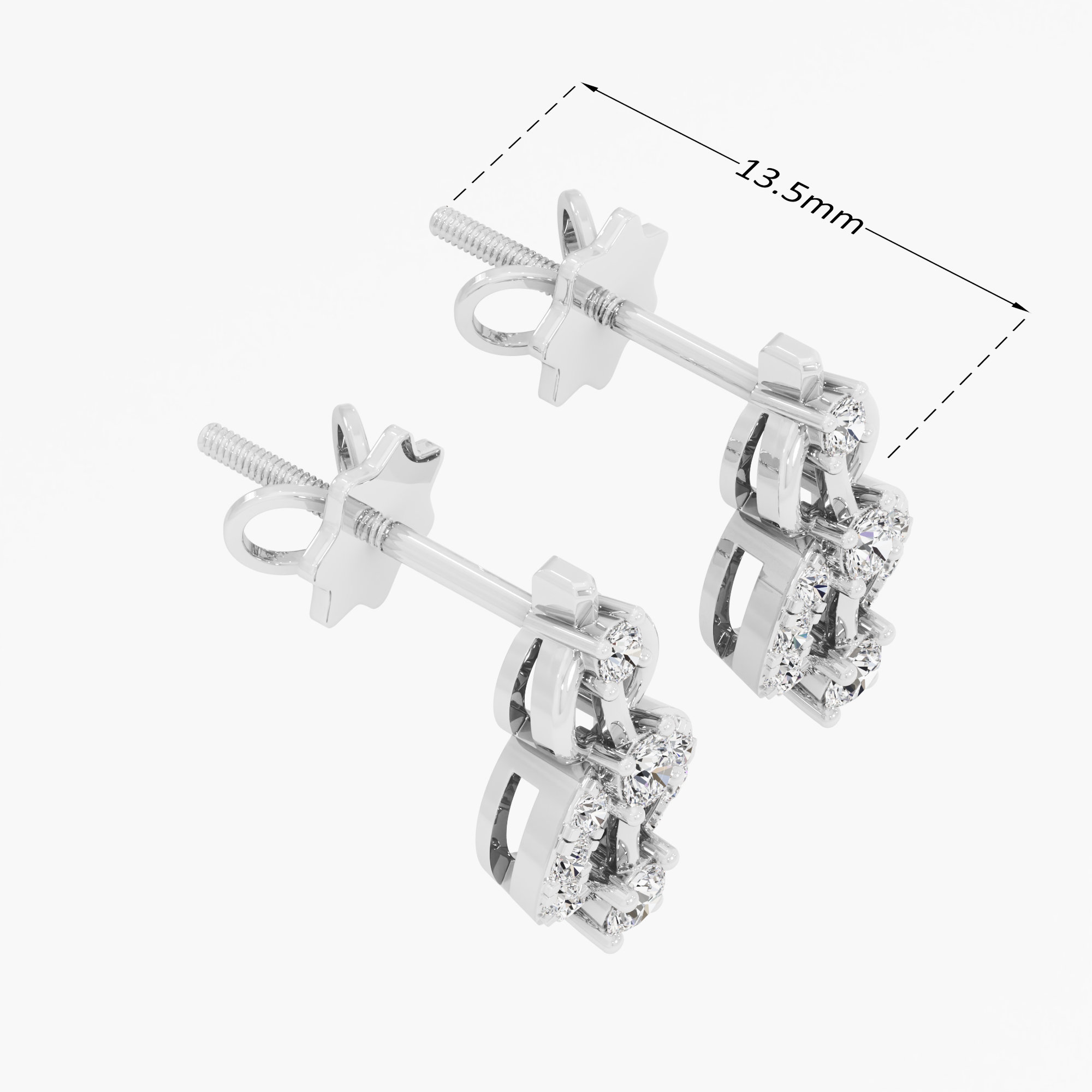 Wreath Circlet Stud Earrings in 9KT White Gold (Diamond Quality: FG-VVS VS)