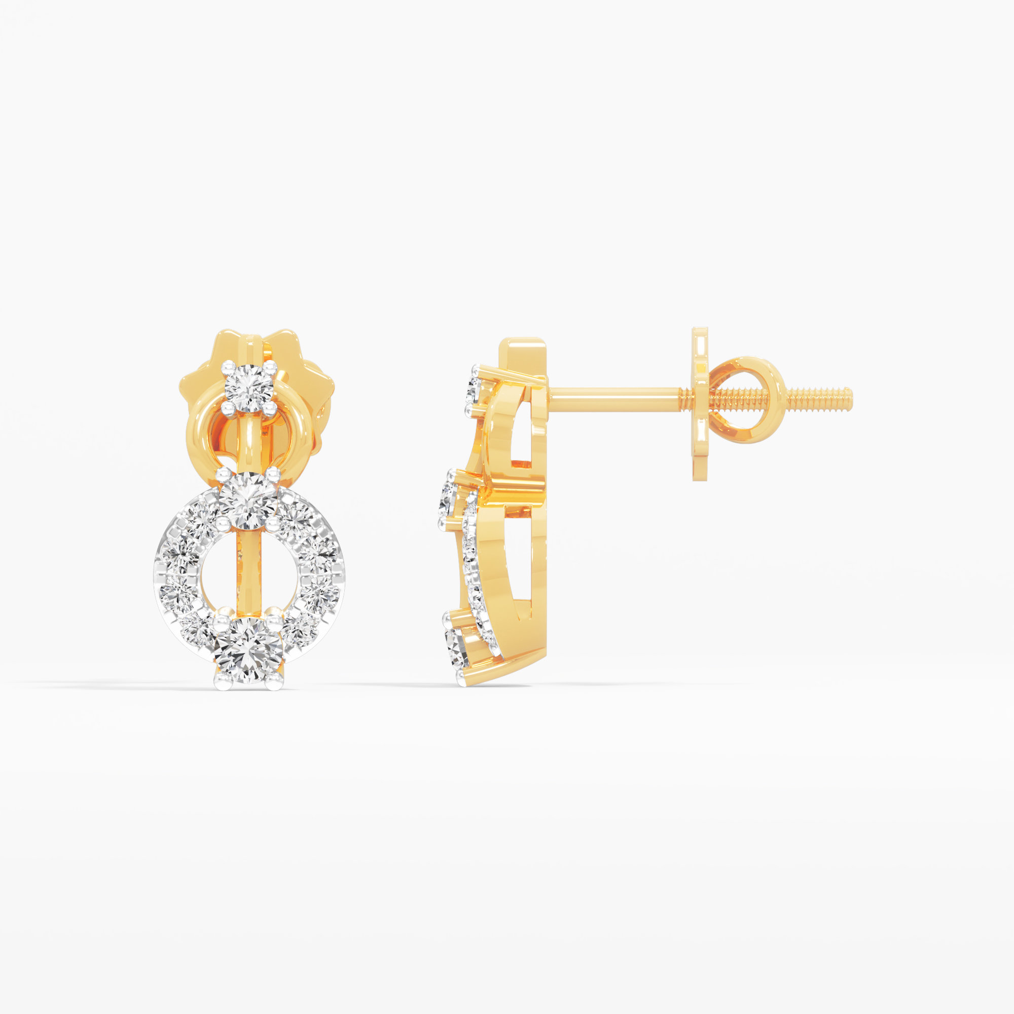 Wreath Circlet Stud Earrings in 9KT Yellow Gold (Diamond Quality: FG-VVS VS)