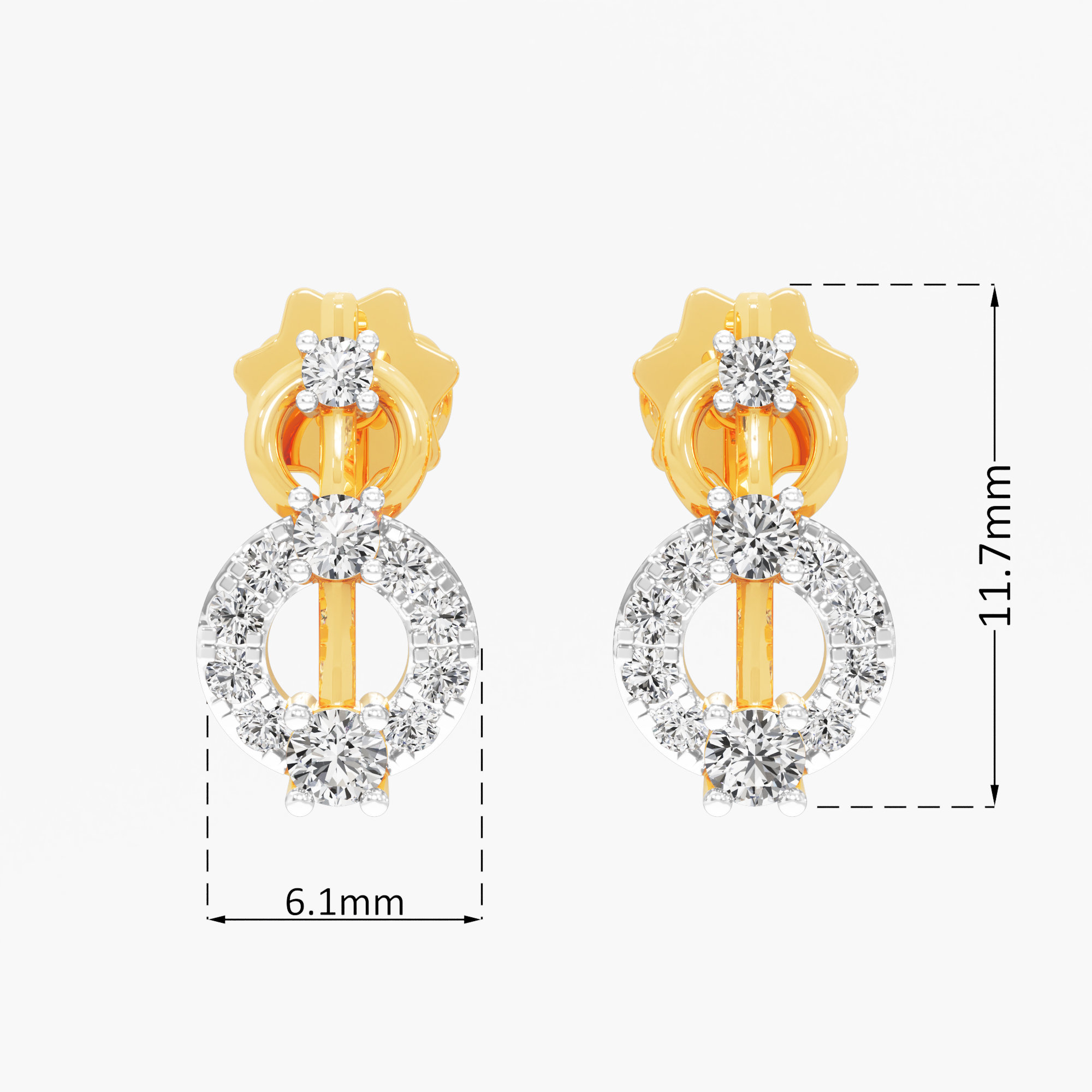 Wreath Circlet Stud Earrings in 9KT Yellow Gold (Diamond Quality: FG-VVS VS)