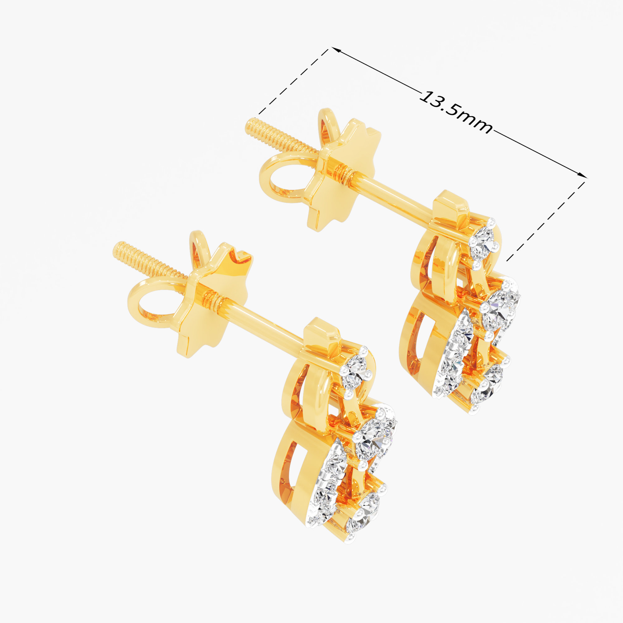 Wreath Circlet Stud Earrings in 9KT Yellow Gold (Diamond Quality: FG-VVS VS)