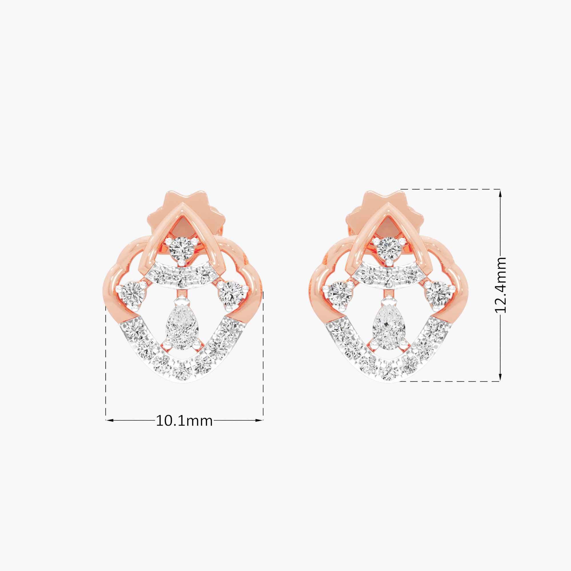 Guardian Arc Stud Earrings in 9KT Rose Gold (Diamond Quality: FG-VVS VS)