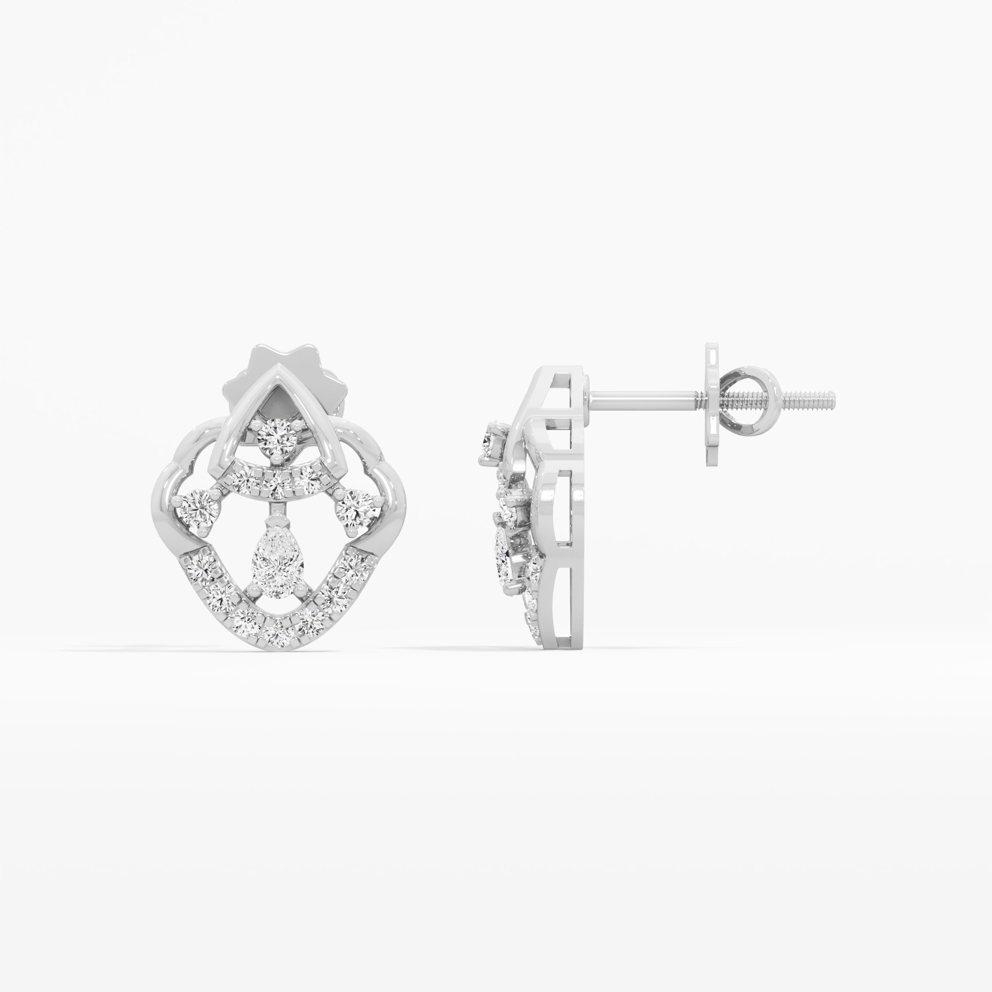 Guardian Arc Stud Earrings in 9KT White Gold (Diamond Quality: FG-VVS VS)
