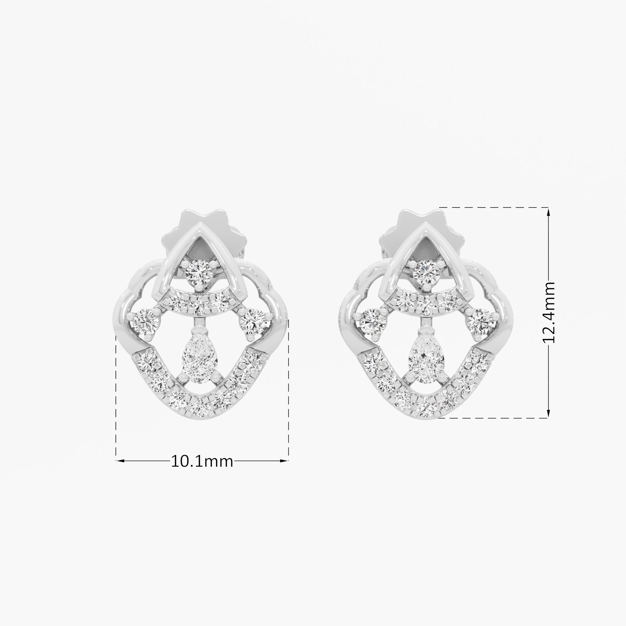 Guardian Arc Stud Earrings in 9KT White Gold (Diamond Quality: FG-VVS VS)