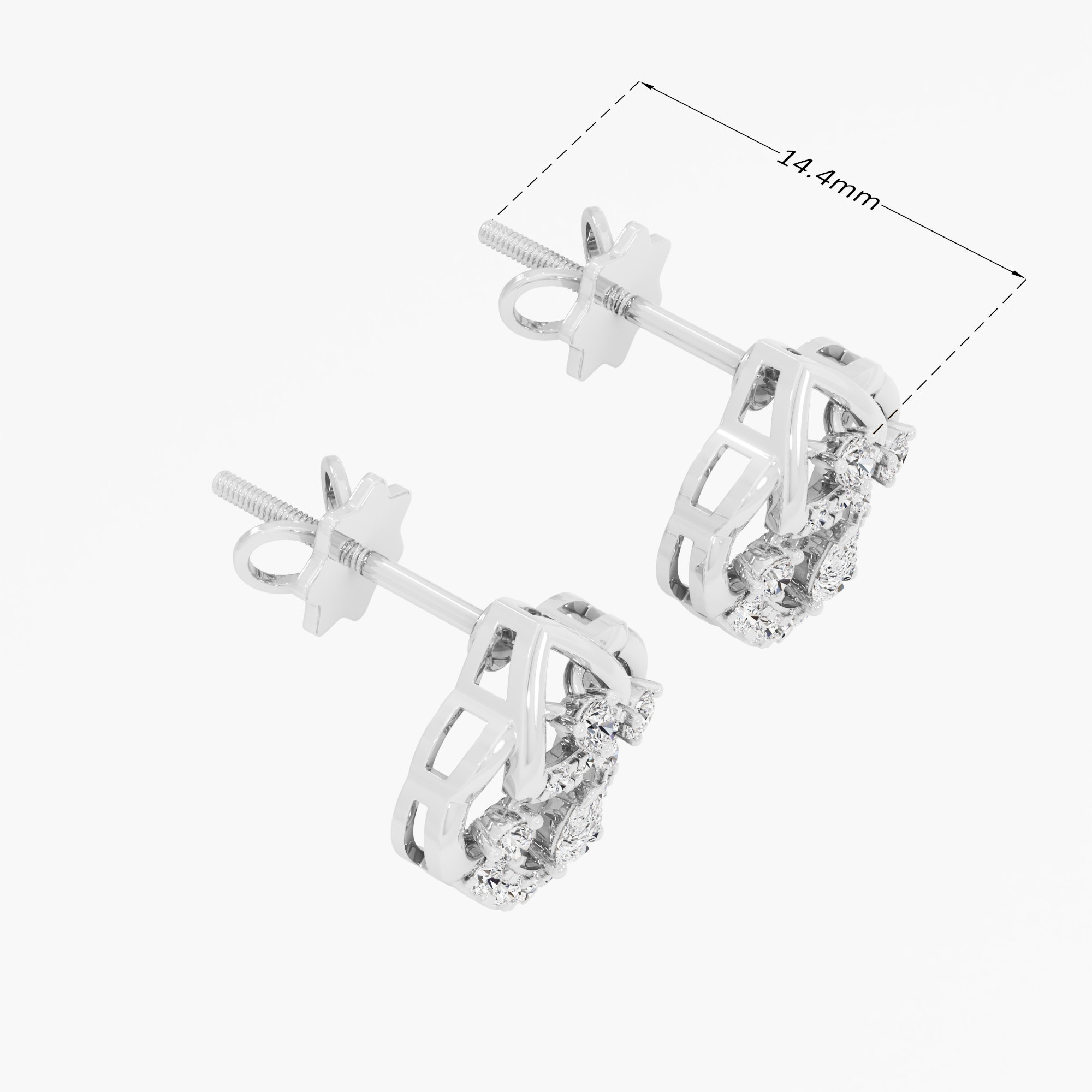 Guardian Arc Stud Earrings in 9KT White Gold (Diamond Quality: FG-VVS VS)