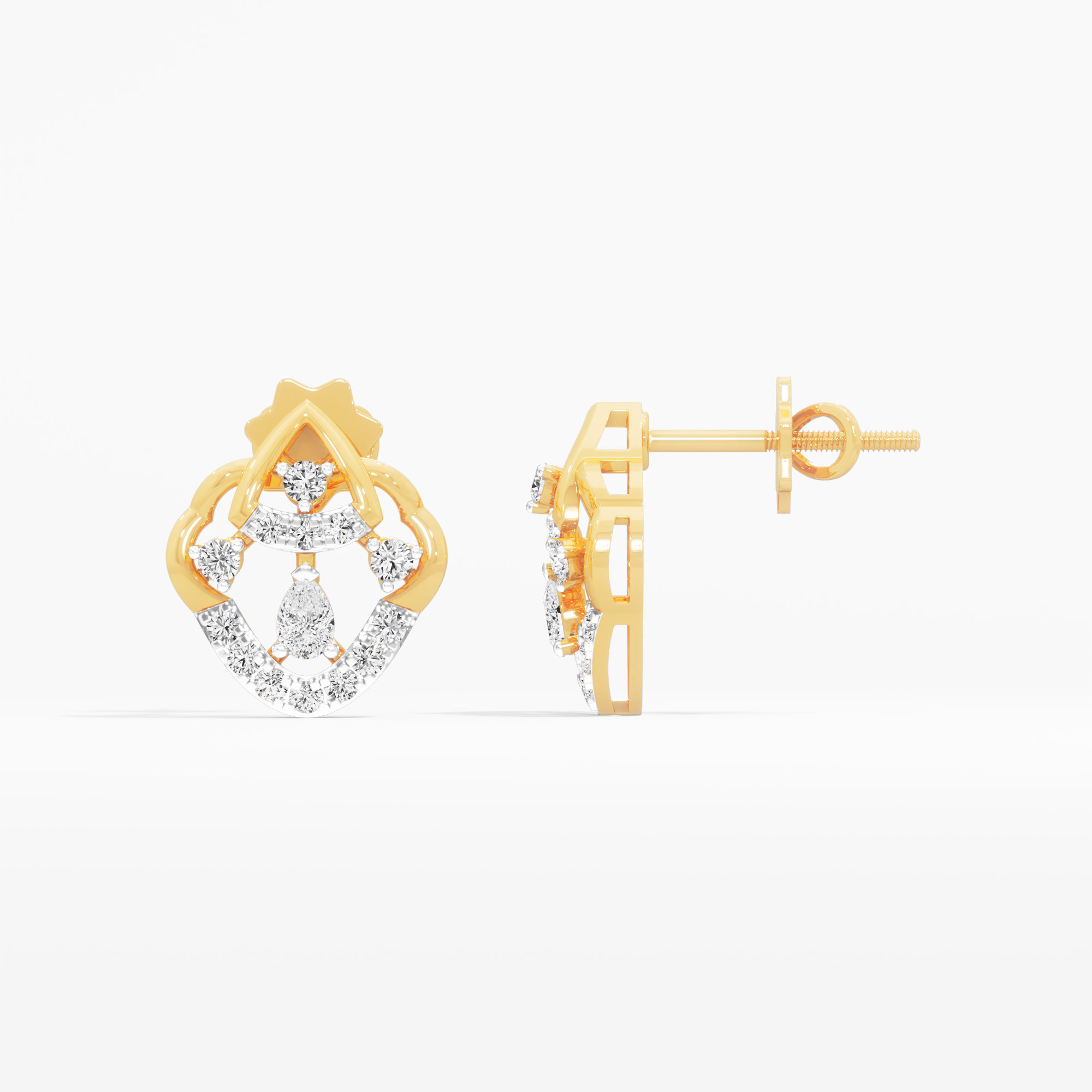 Guardian Arc Stud Earrings in 9KT Yellow Gold (Diamond Quality: FG-VVS VS)