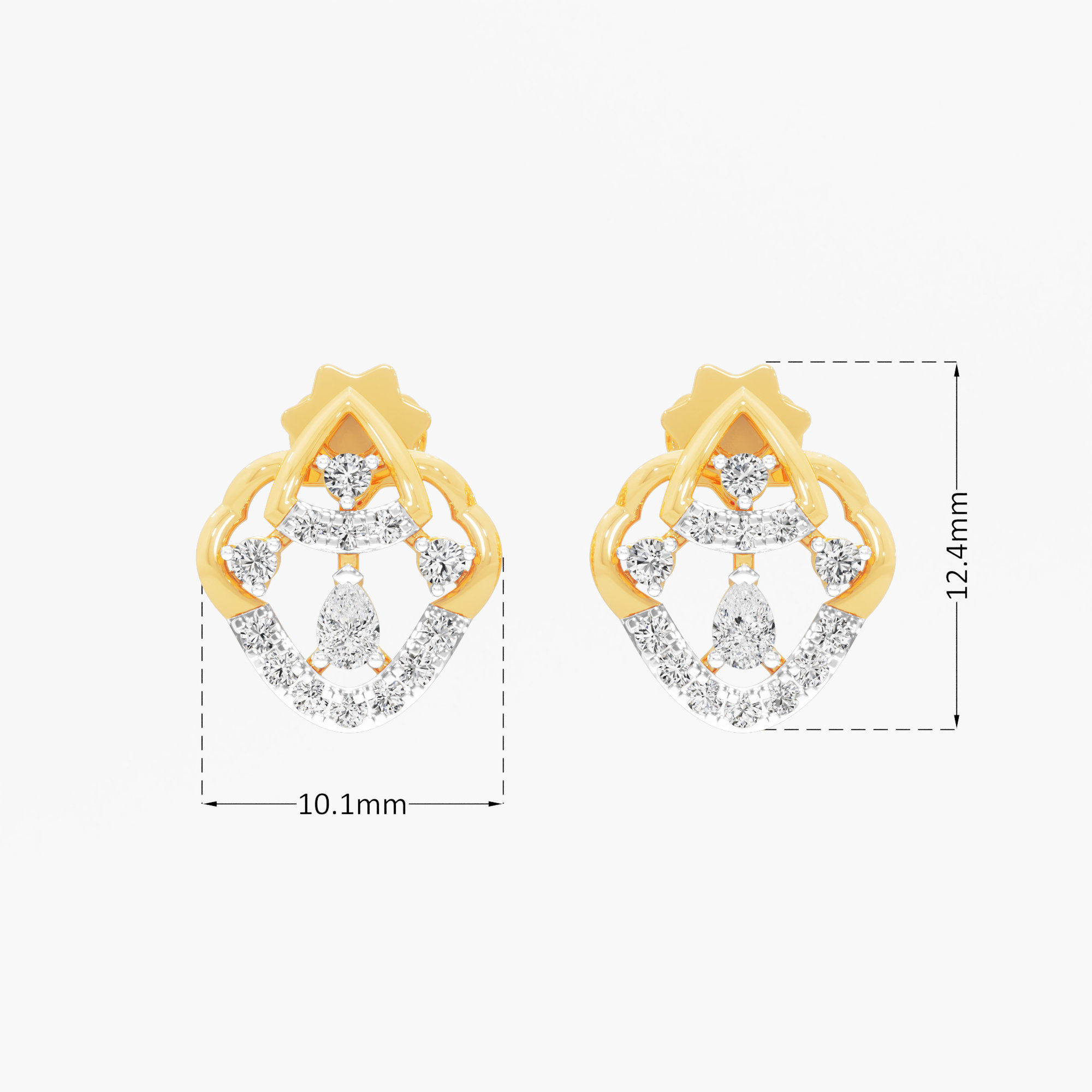 Guardian Arc Stud Earrings in 9KT Yellow Gold (Diamond Quality: FG-VVS VS)