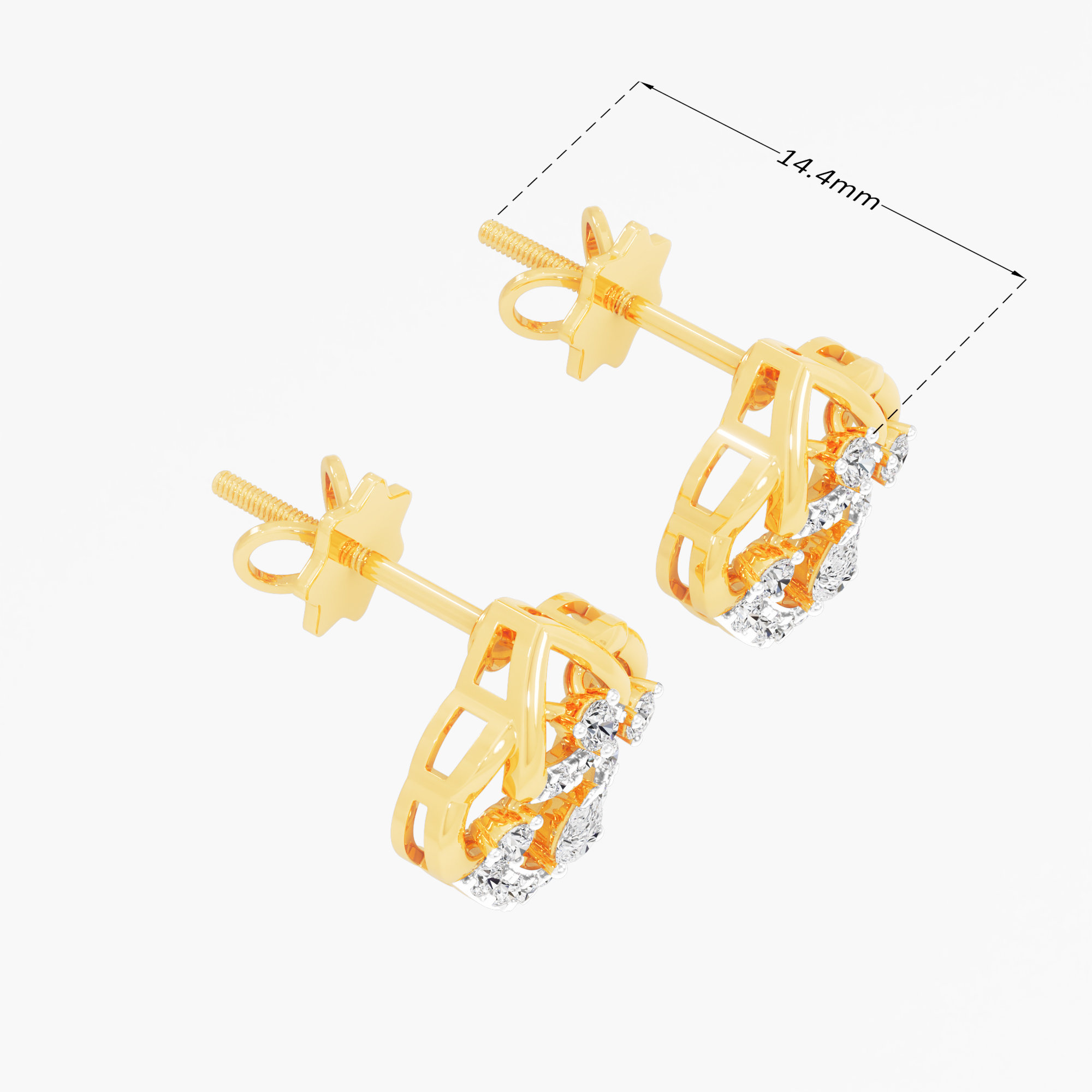 Guardian Arc Stud Earrings in 9KT Yellow Gold (Diamond Quality: FG-VVS VS)