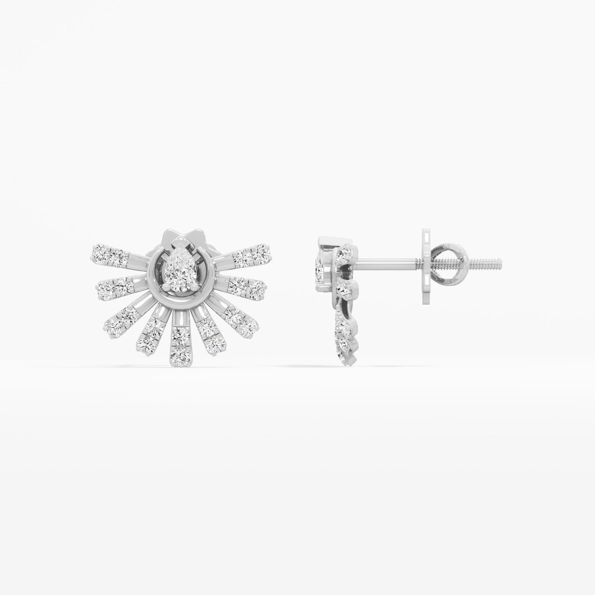 Solstice Ray Stud Earrings in 9KT White Gold (Diamond Quality: FG-VVS VS)