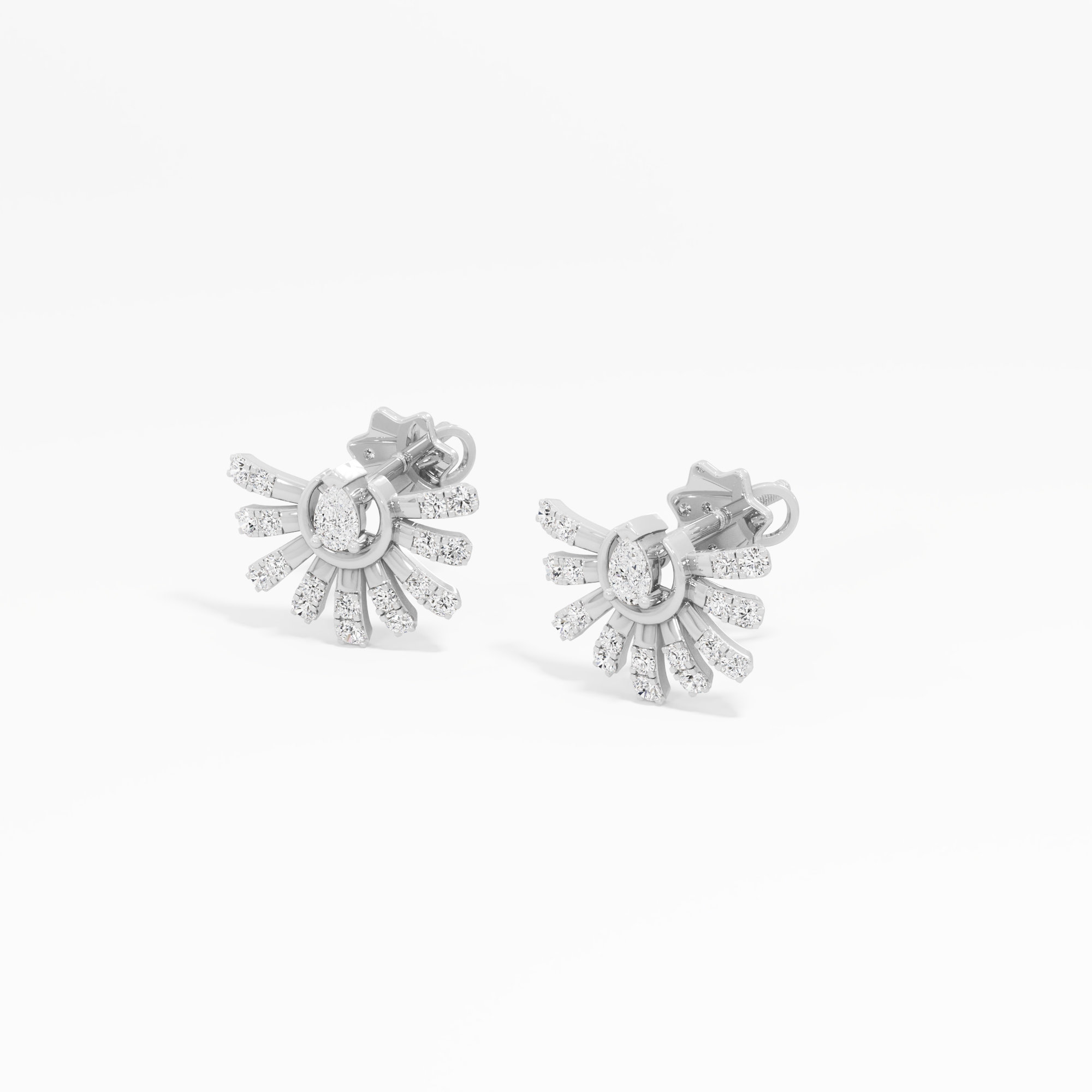 Solstice Ray Stud Earrings in 9KT White Gold (Diamond Quality: FG-VVS VS)