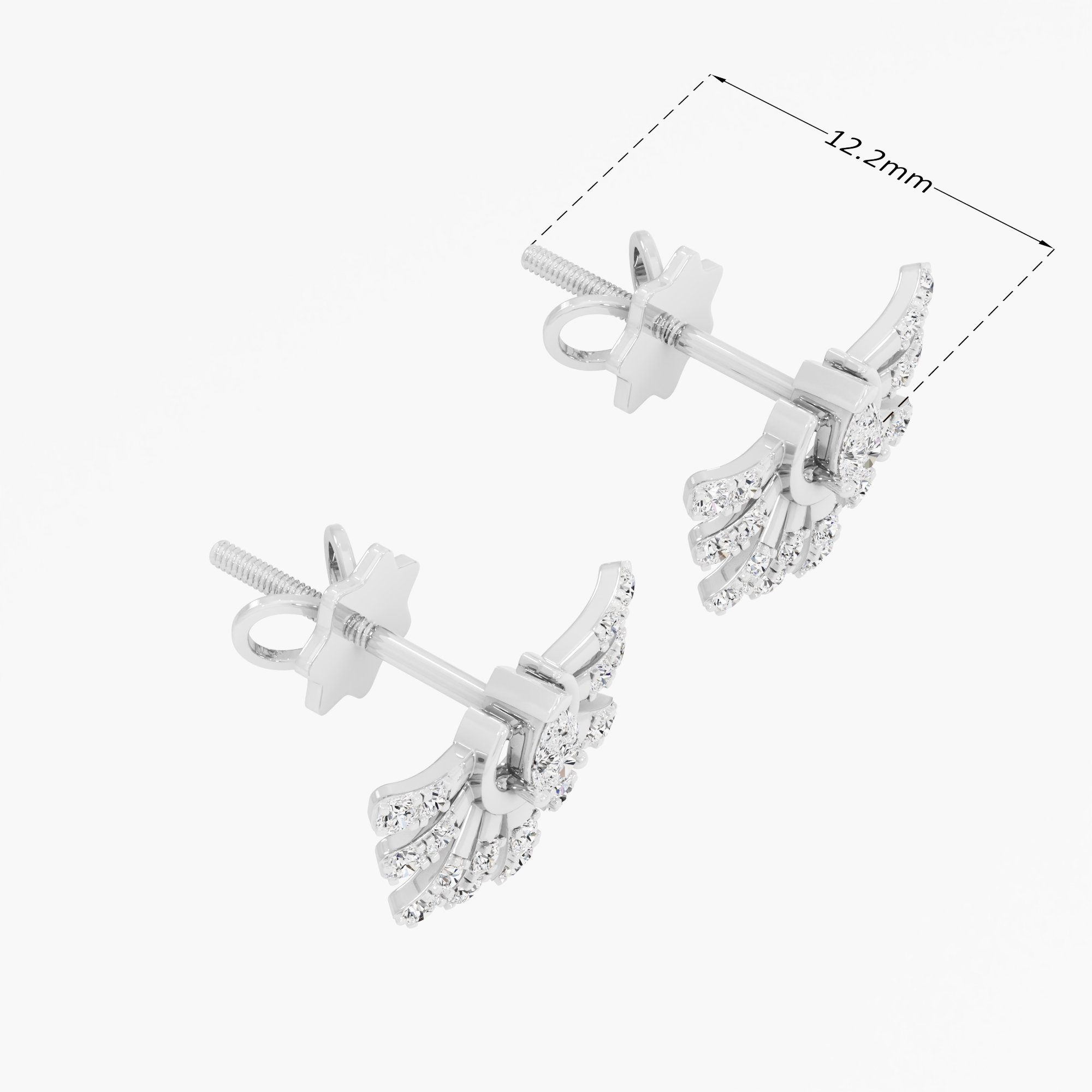 Solstice Ray Stud Earrings in 9KT White Gold (Diamond Quality: FG-VVS VS)
