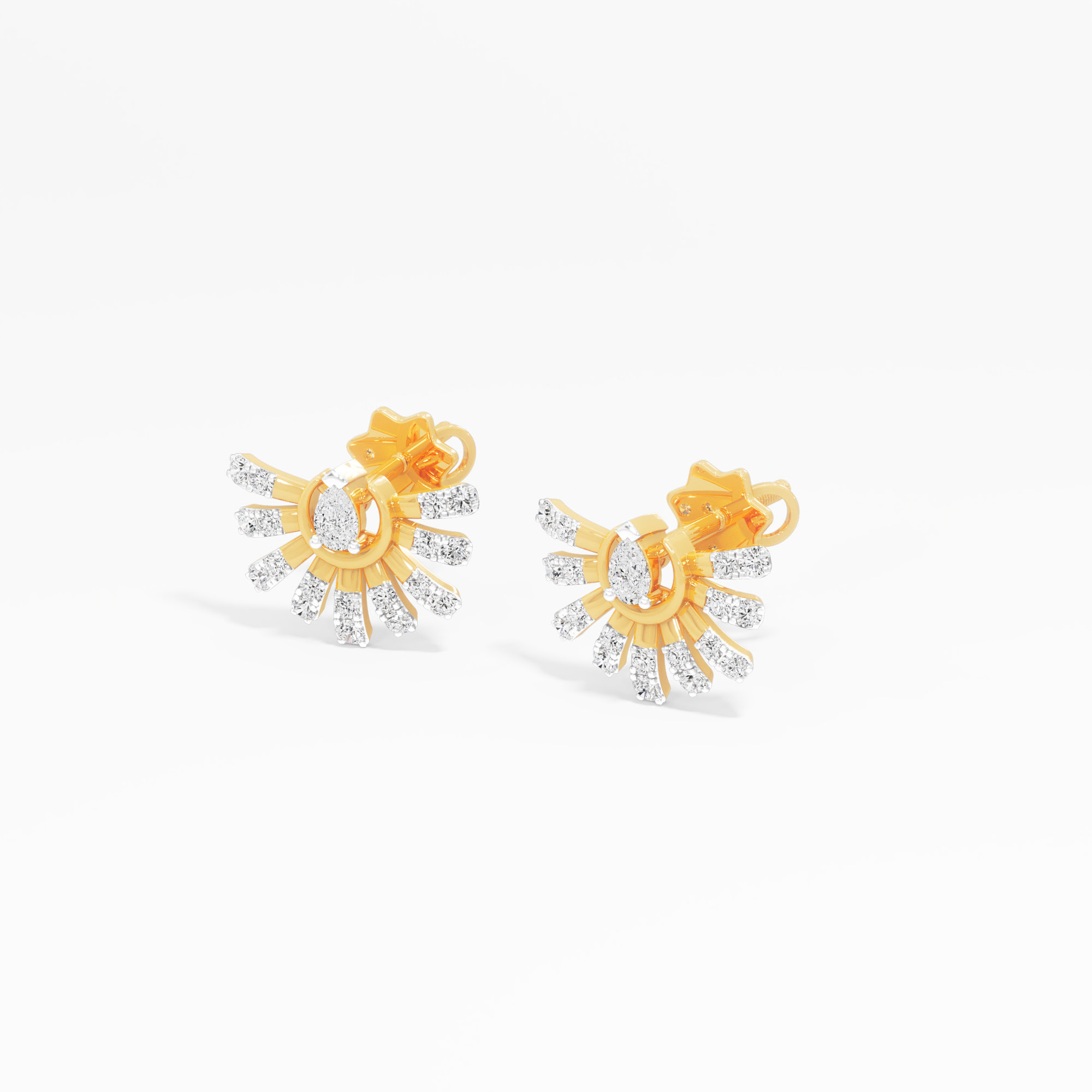 Solstice Ray Stud Earrings in 9KT Yellow Gold (Diamond Quality: EF-VVS VS)