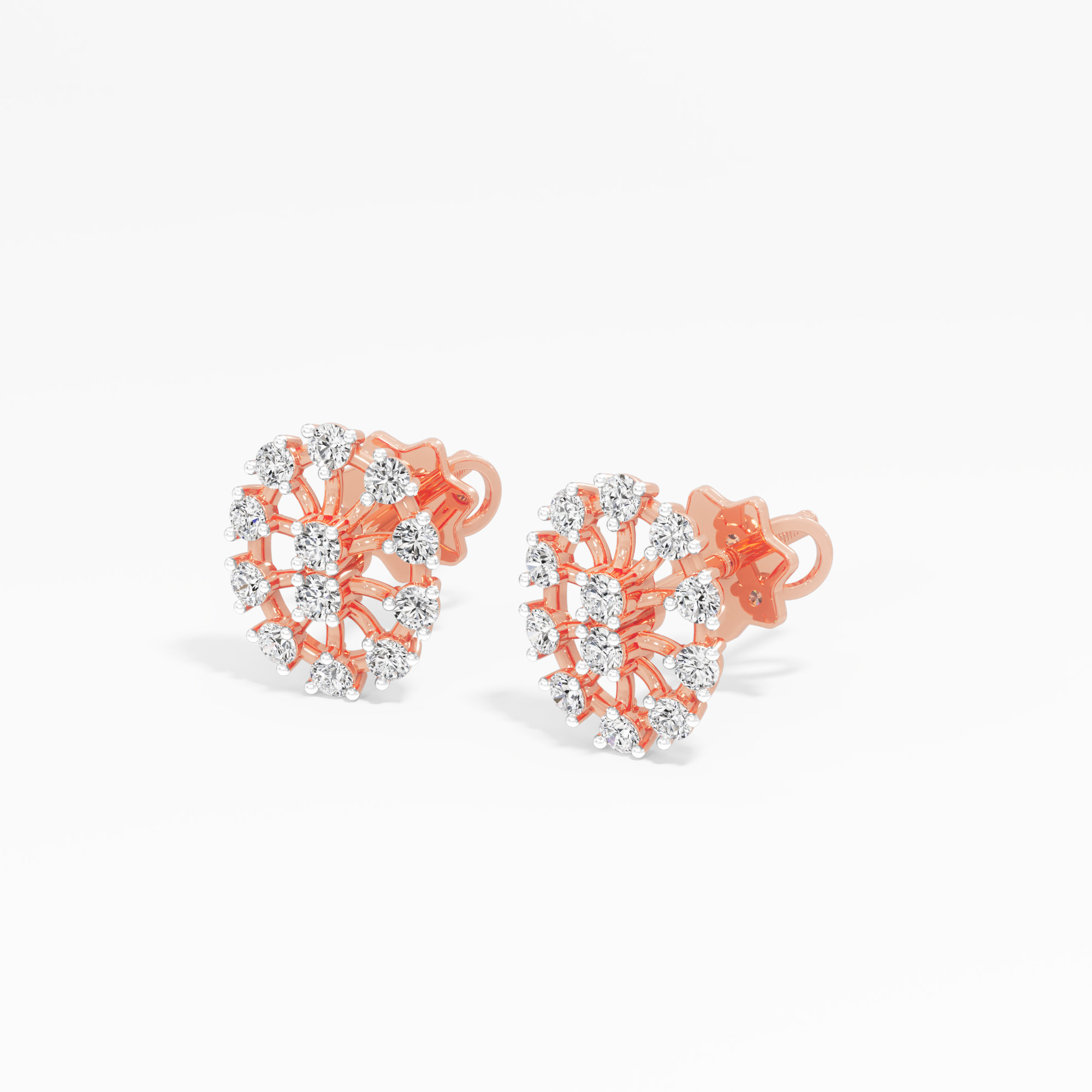 Astral Medallion Stud Earrings in 9KT Rose Gold (Diamond Quality: FG-VVS VS)