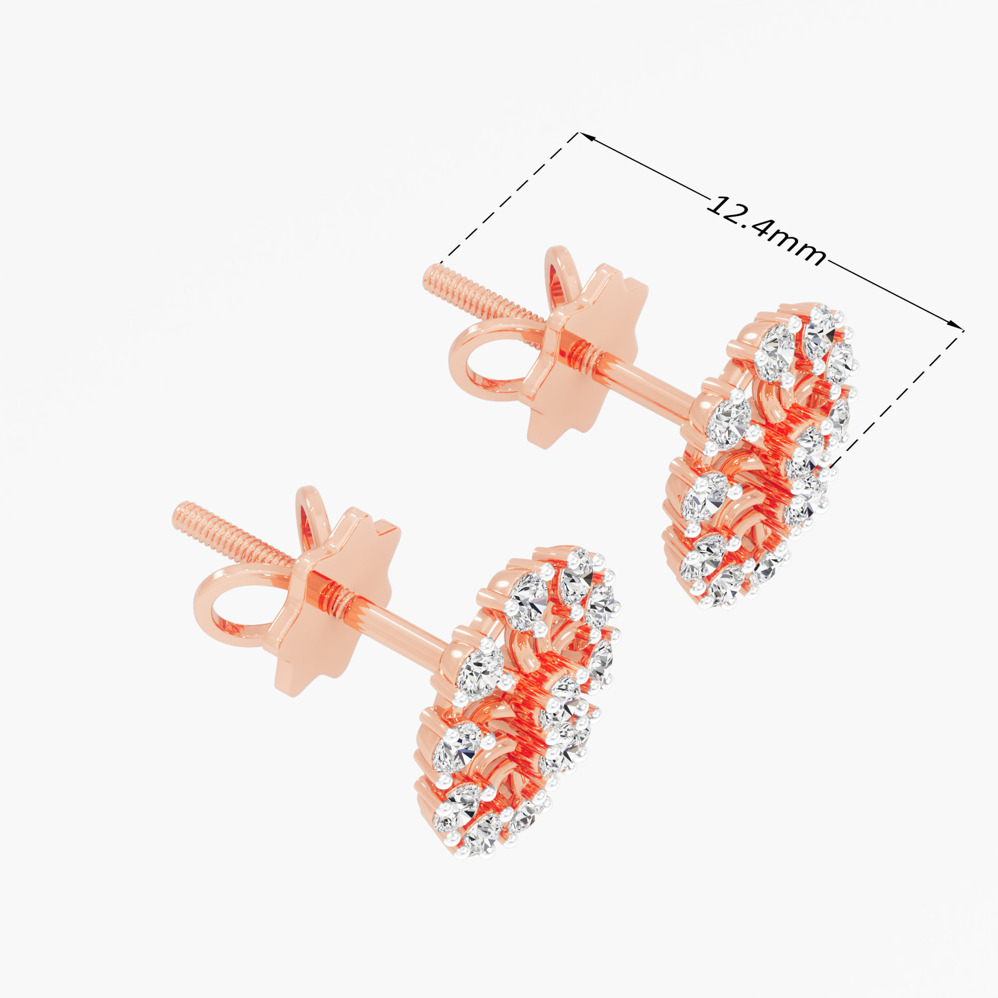 Astral Medallion Stud Earrings in 9KT Rose Gold (Diamond Quality: FG-VVS VS)