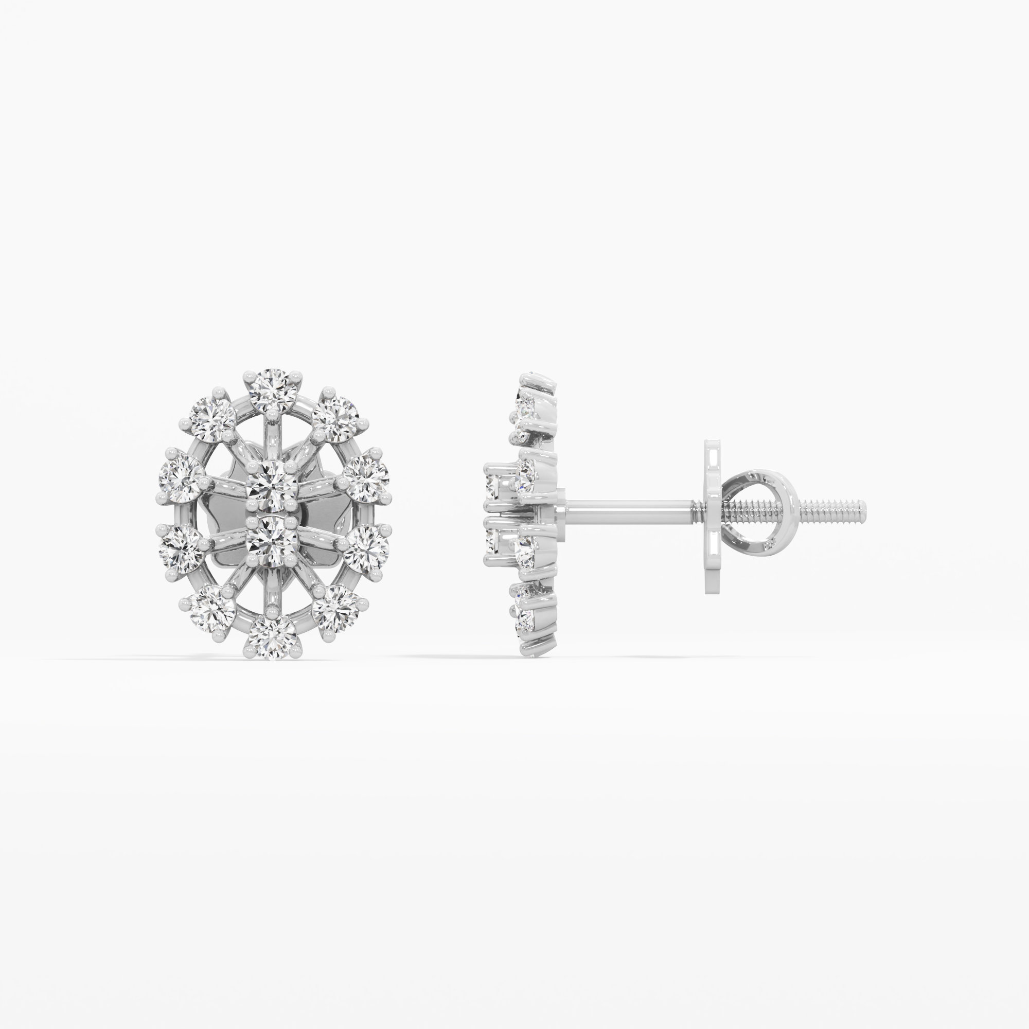 Astral Medallion Stud Earrings in 9KT White Gold (Diamond Quality: FG-VVS VS)