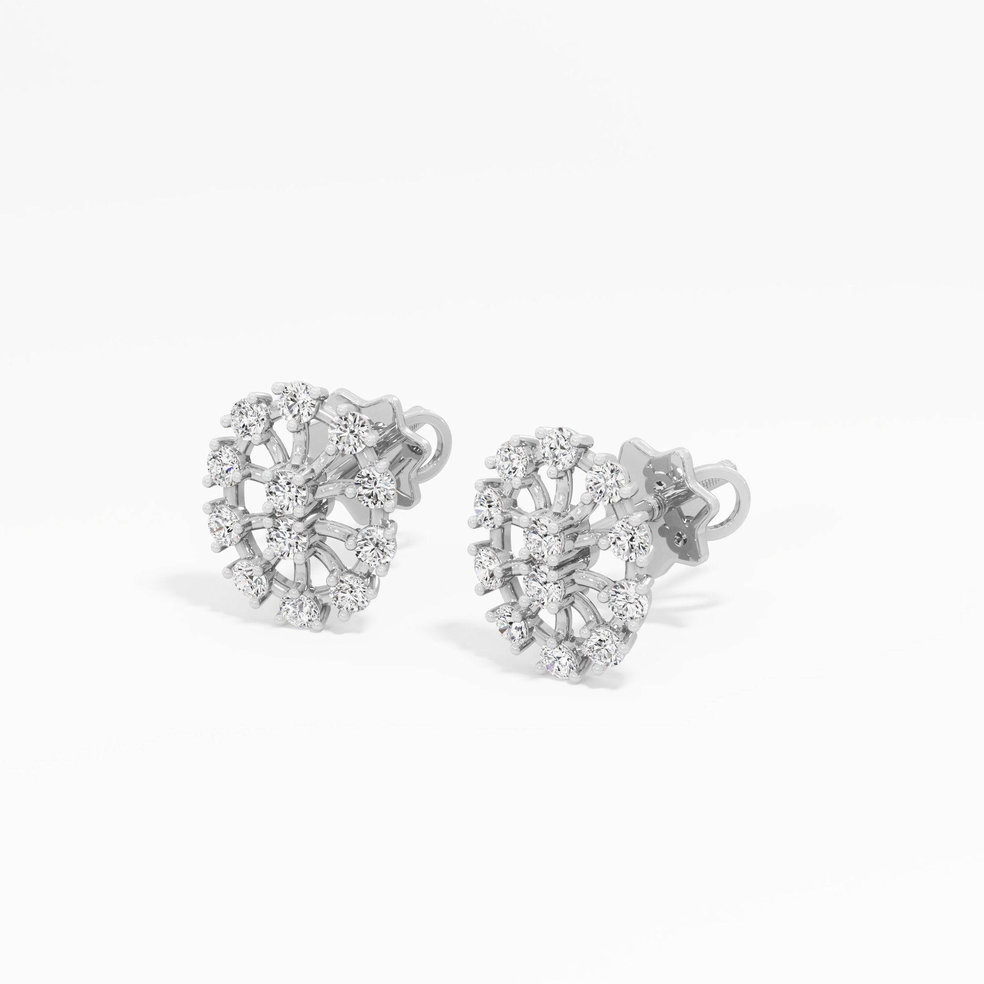 Astral Medallion Stud Earrings in 9KT White Gold (Diamond Quality: FG-VVS VS)