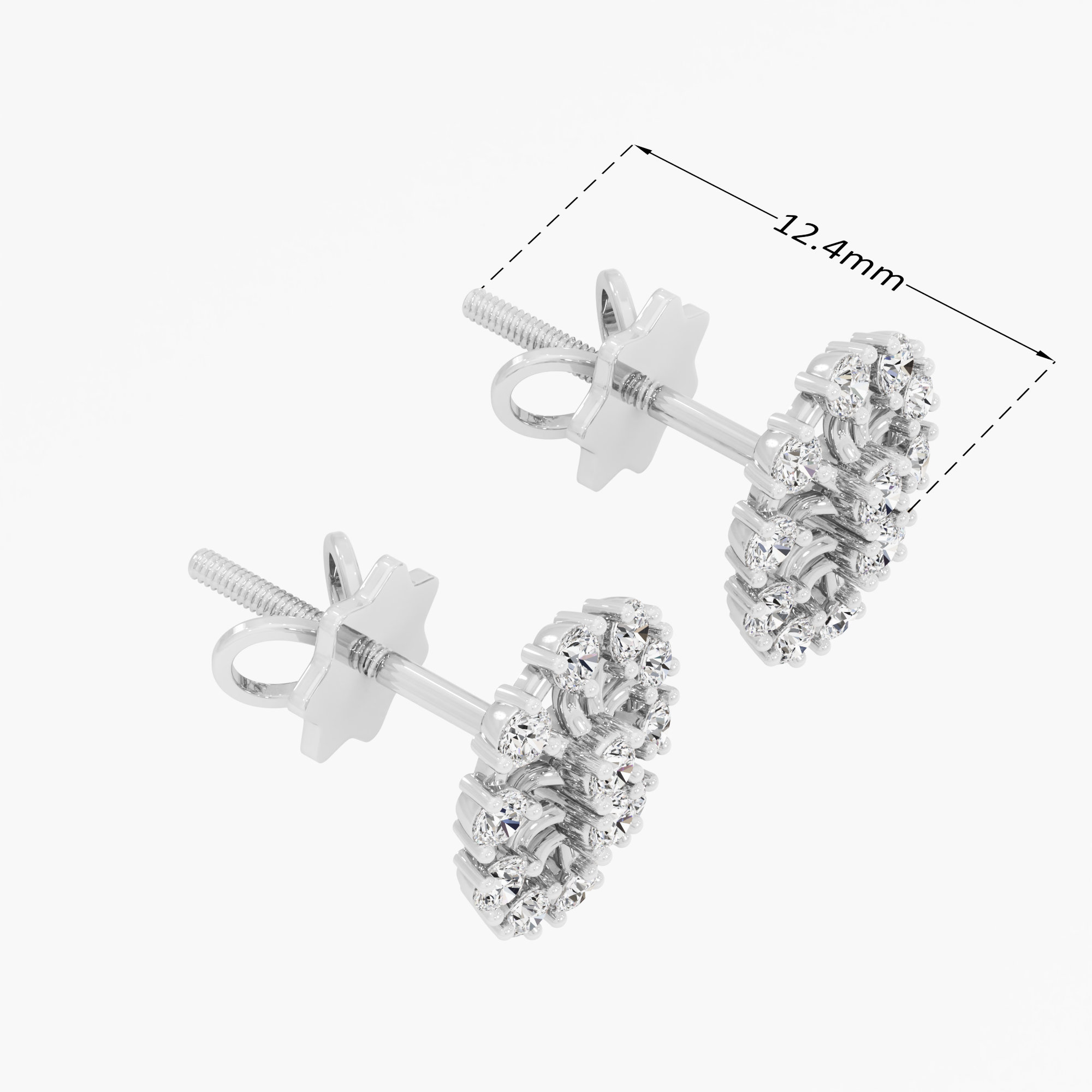 Astral Medallion Stud Earrings in 9KT White Gold (Diamond Quality: FG-VVS VS)
