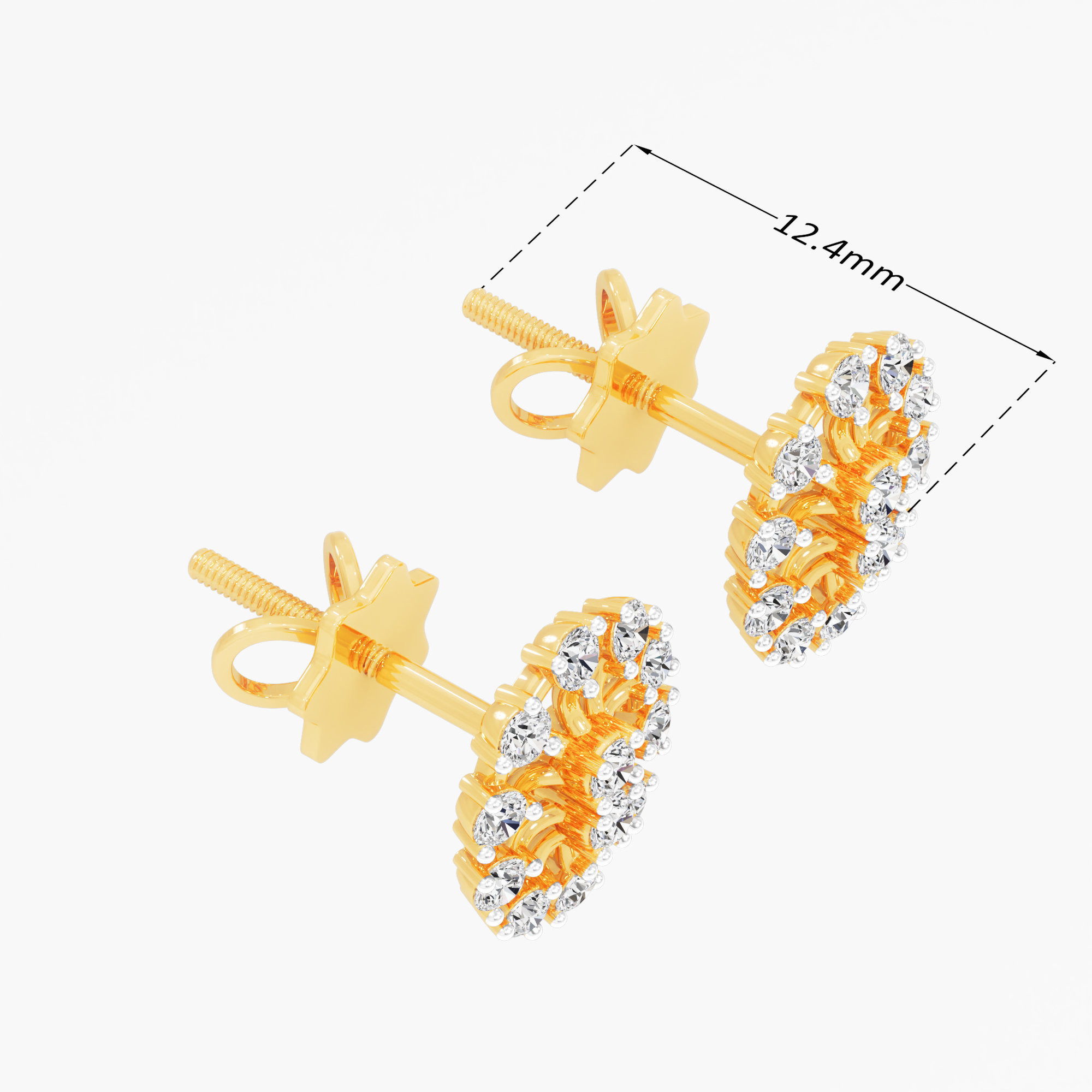 Astral Medallion Stud Earrings in 9KT Yellow Gold (Diamond Quality: FG-VVS VS)