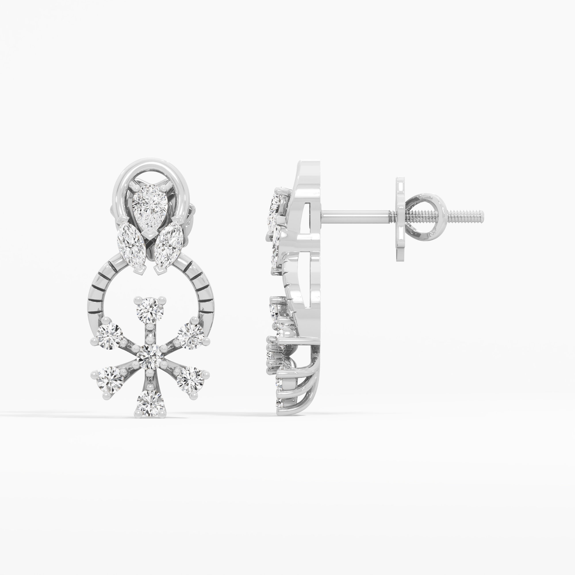 Compass Frost Stud Earrings in 9KT White Gold (Diamond Quality: FG-VVS VS)