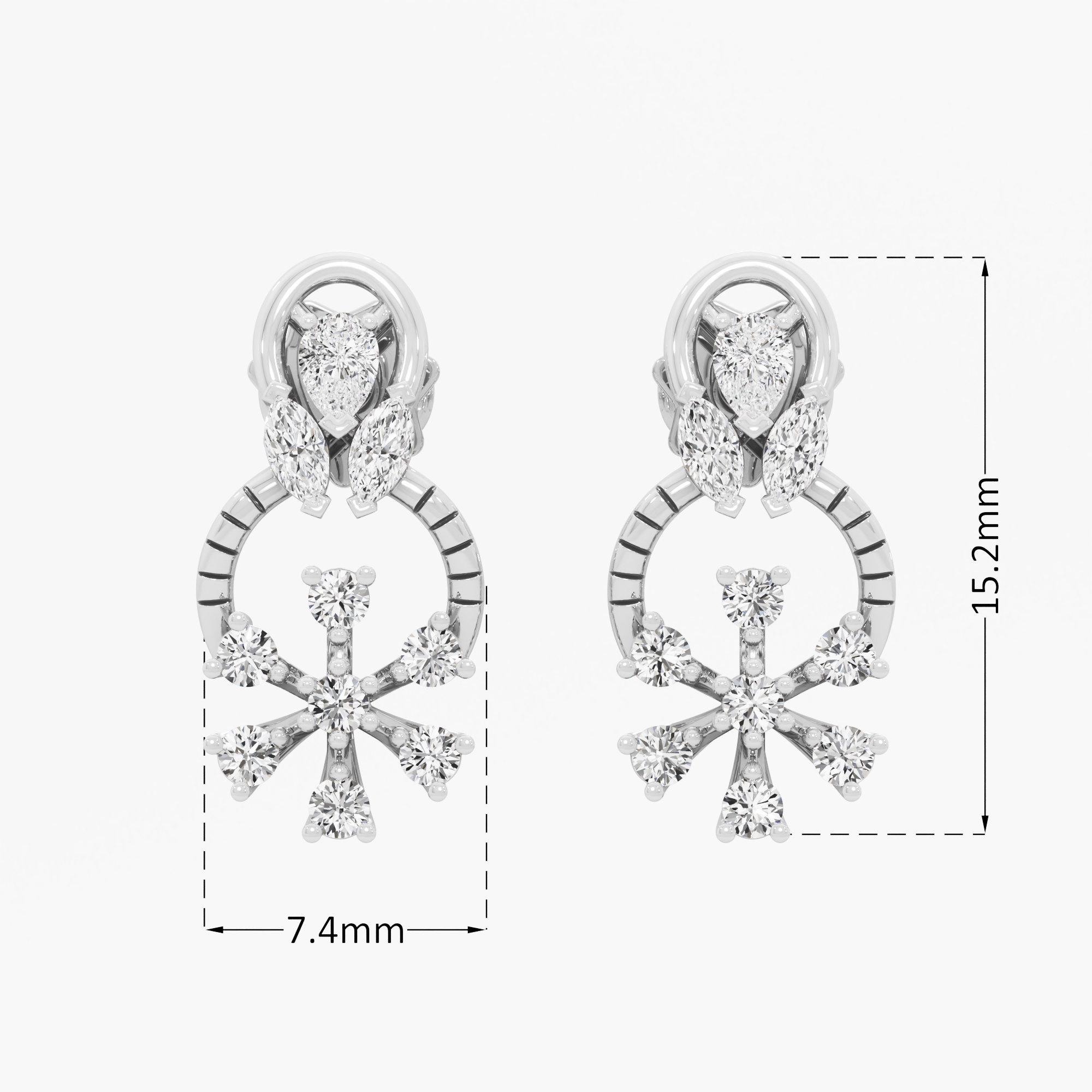 Compass Frost Stud Earrings in 9KT White Gold (Diamond Quality: FG-VVS VS)