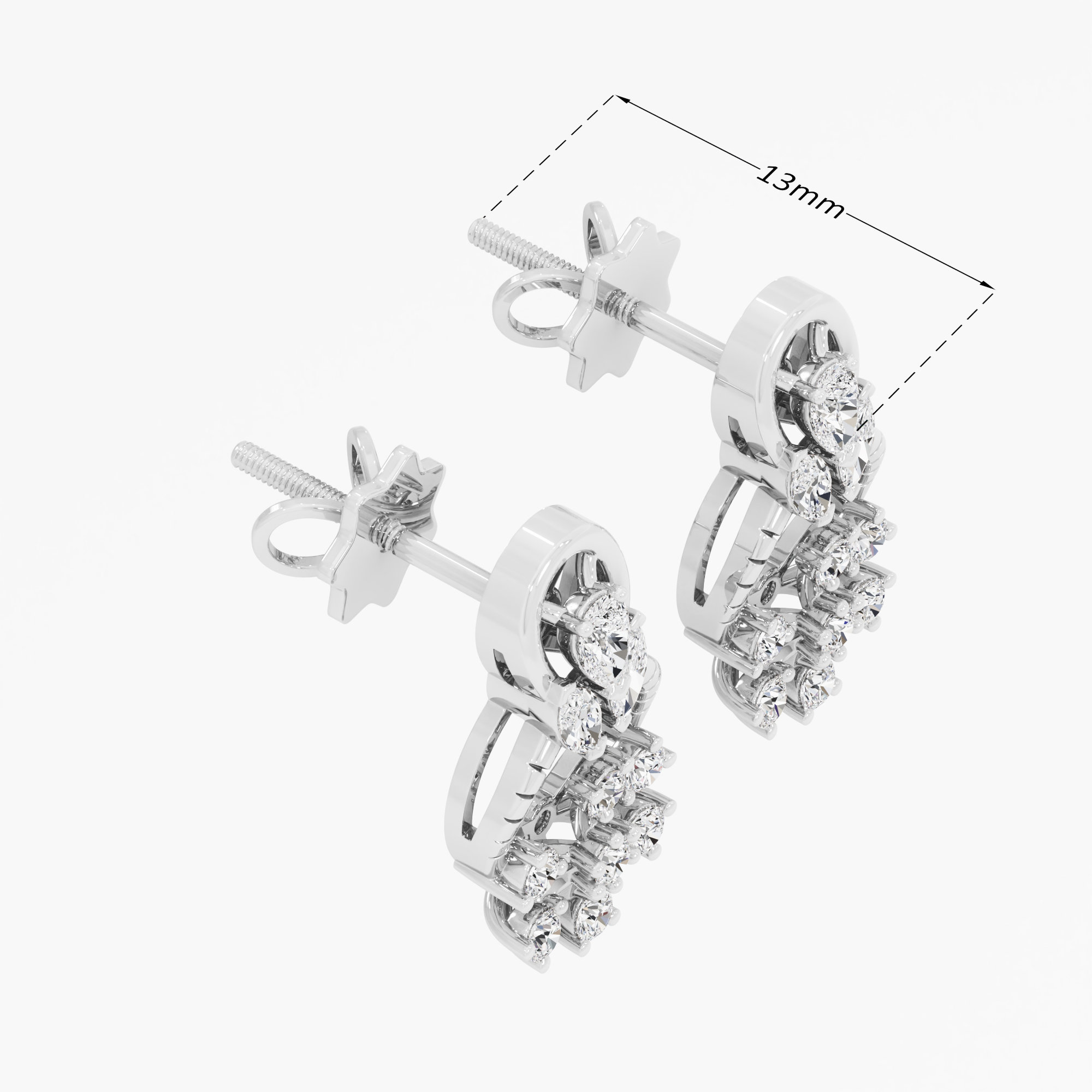 Compass Frost Stud Earrings in 9KT White Gold (Diamond Quality: FG-VVS VS)