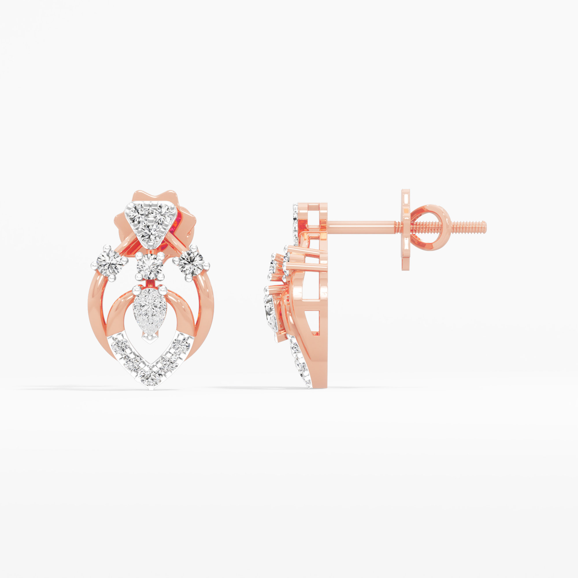 Chalice Trace Stud Earrings in 9KT Rose Gold (Diamond Quality: FG-VVS VS)