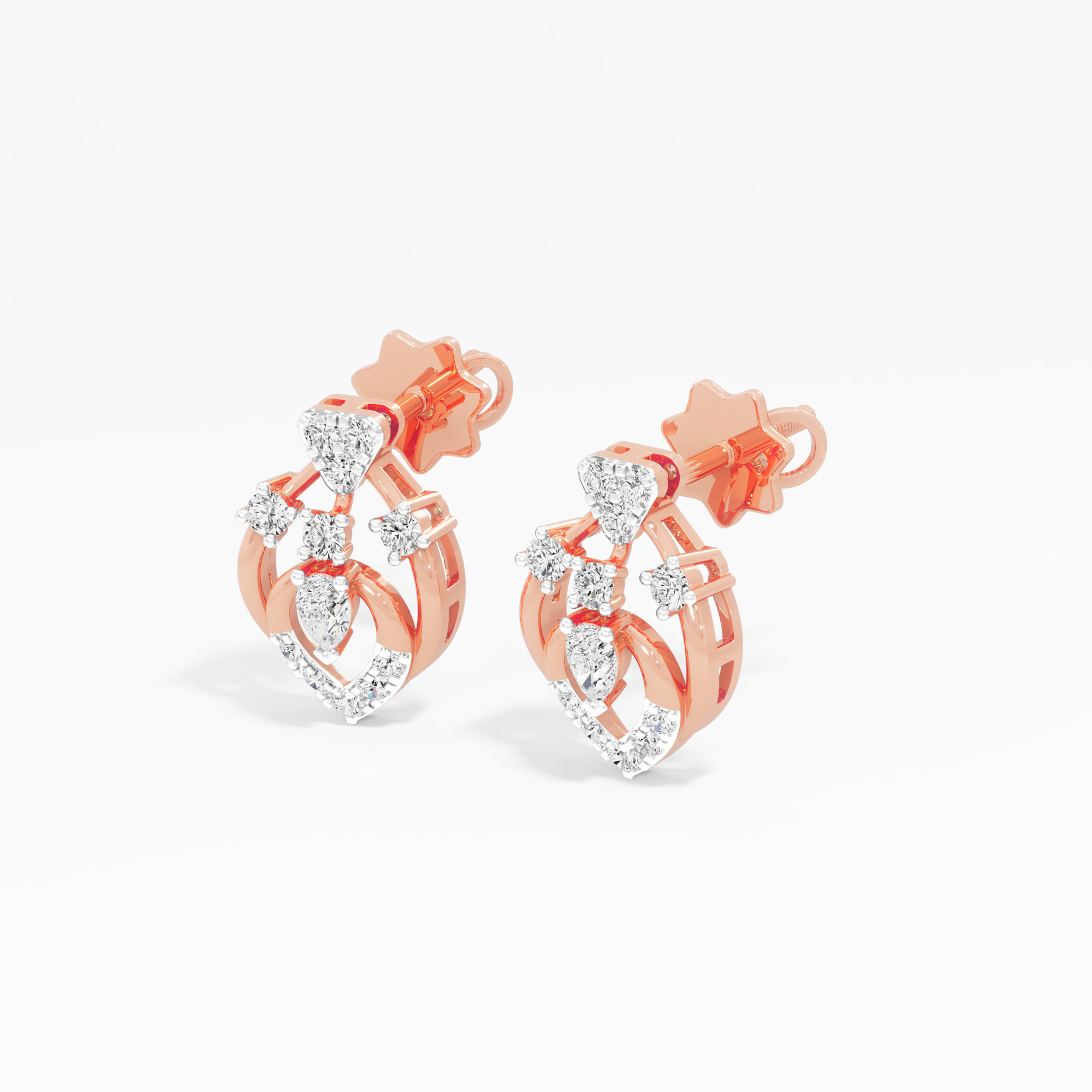 Chalice Trace Stud Earrings in 9KT Rose Gold (Diamond Quality: FG-VVS VS)