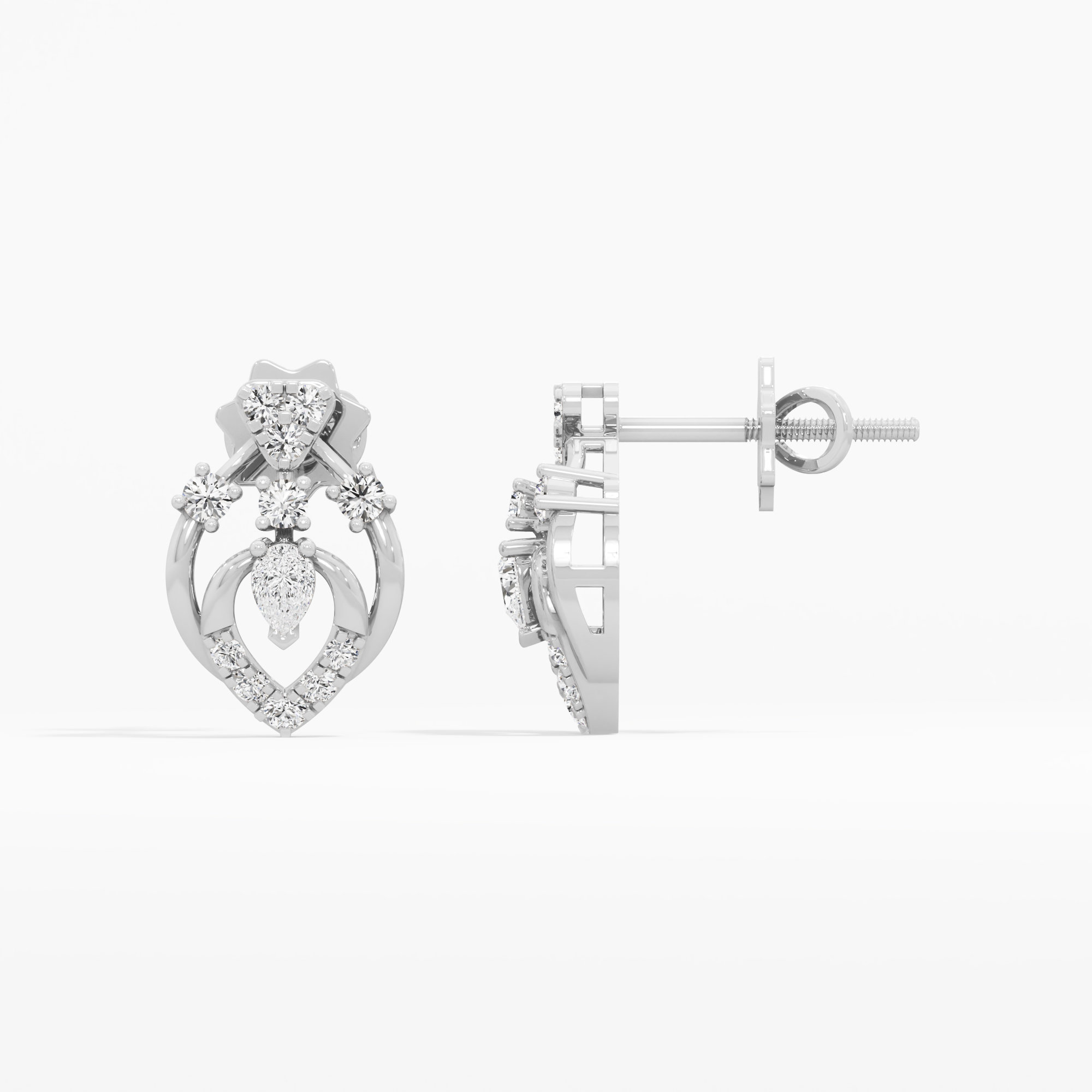 Chalice Trace Stud Earrings in 9KT White Gold (Diamond Quality: FG-VVS VS)
