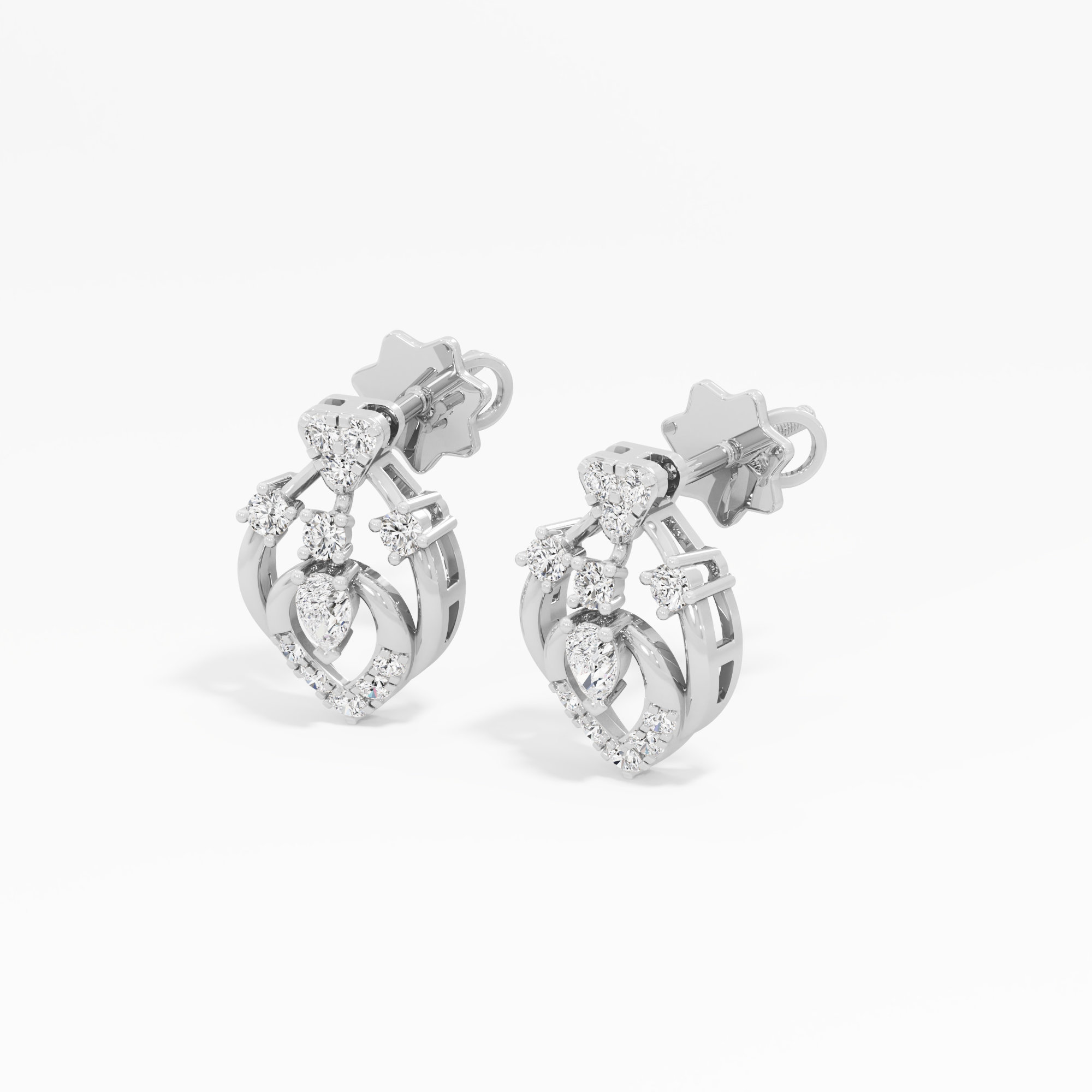 Chalice Trace Stud Earrings in 9KT White Gold (Diamond Quality: FG-VVS VS)