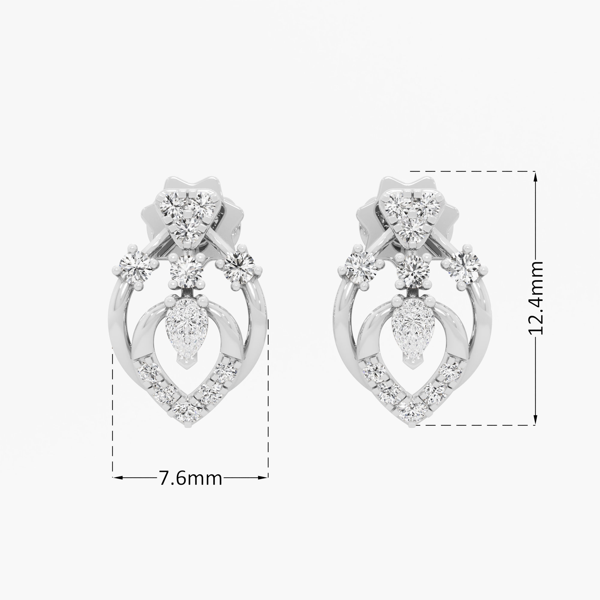 Chalice Trace Stud Earrings in 9KT White Gold (Diamond Quality: FG-VVS VS)
