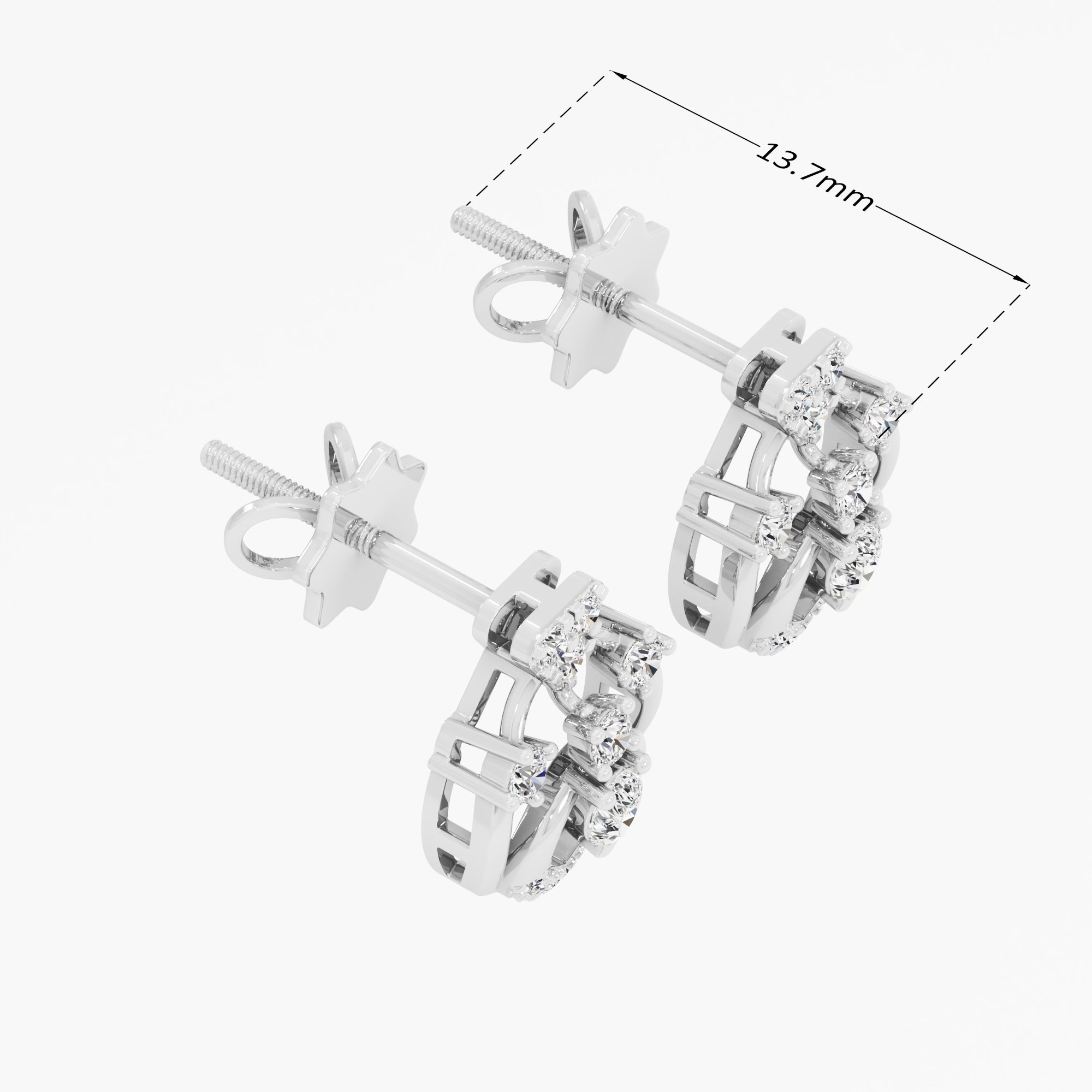 Chalice Trace Stud Earrings in 9KT White Gold (Diamond Quality: FG-VVS VS)