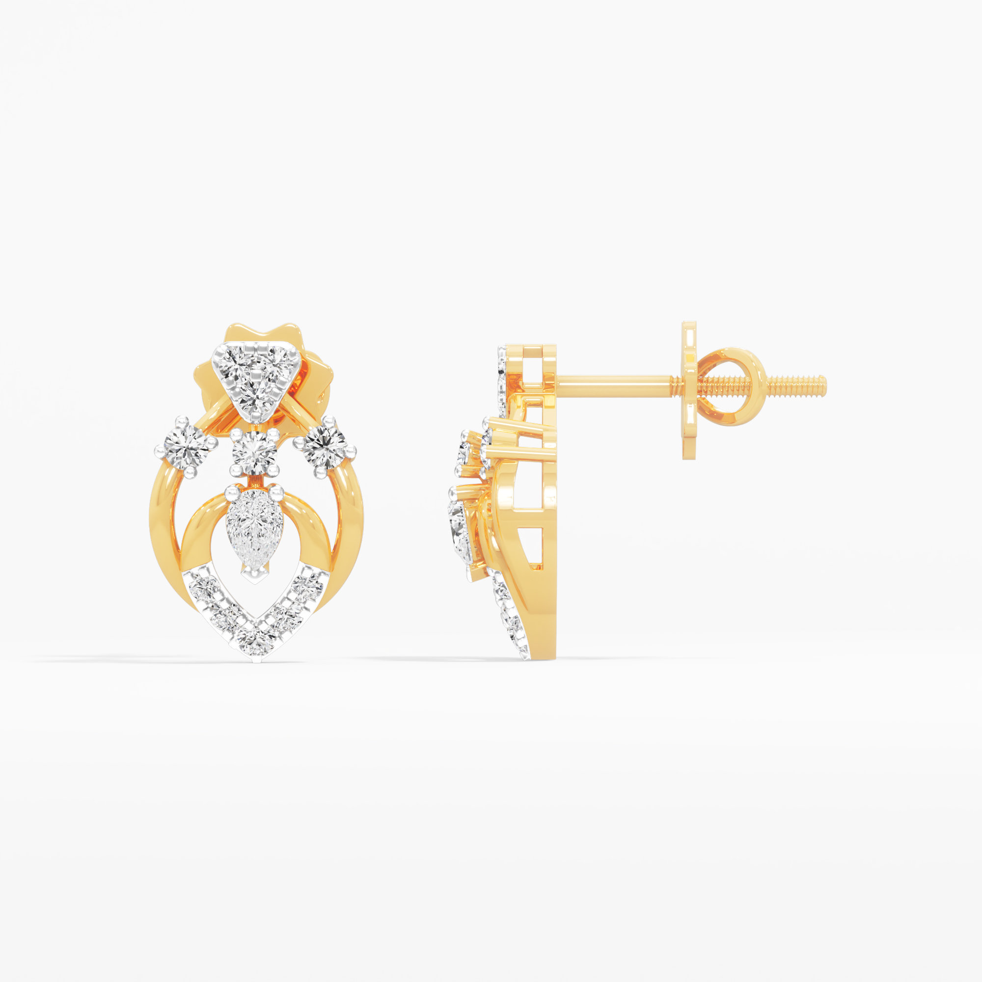 Chalice Trace Stud Earrings in 9KT Yellow Gold (Diamond Quality: FG-VVS VS)