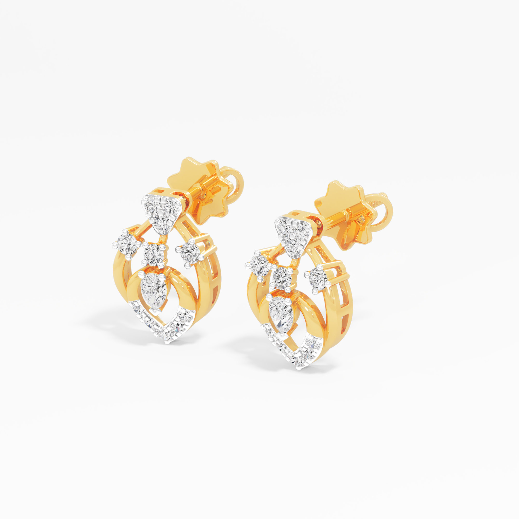 Chalice Trace Stud Earrings in 9KT Yellow Gold (Diamond Quality: FG-VVS VS)