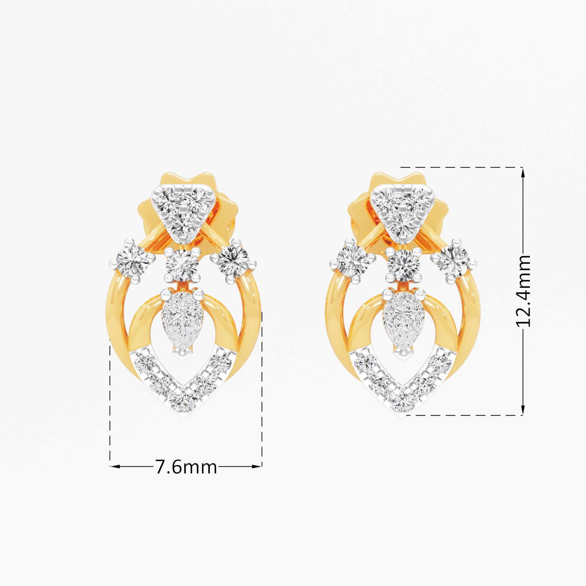 Chalice Trace Stud Earrings in 9KT Yellow Gold (Diamond Quality: FG-VVS VS)
