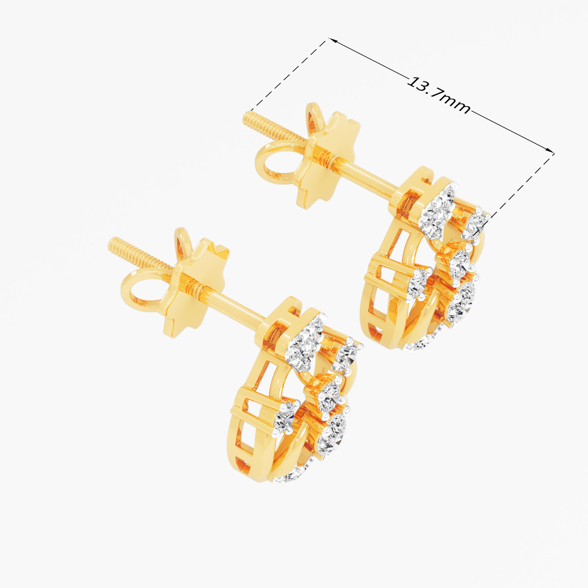 Chalice Trace Stud Earrings in 9KT Yellow Gold (Diamond Quality: FG-VVS VS)