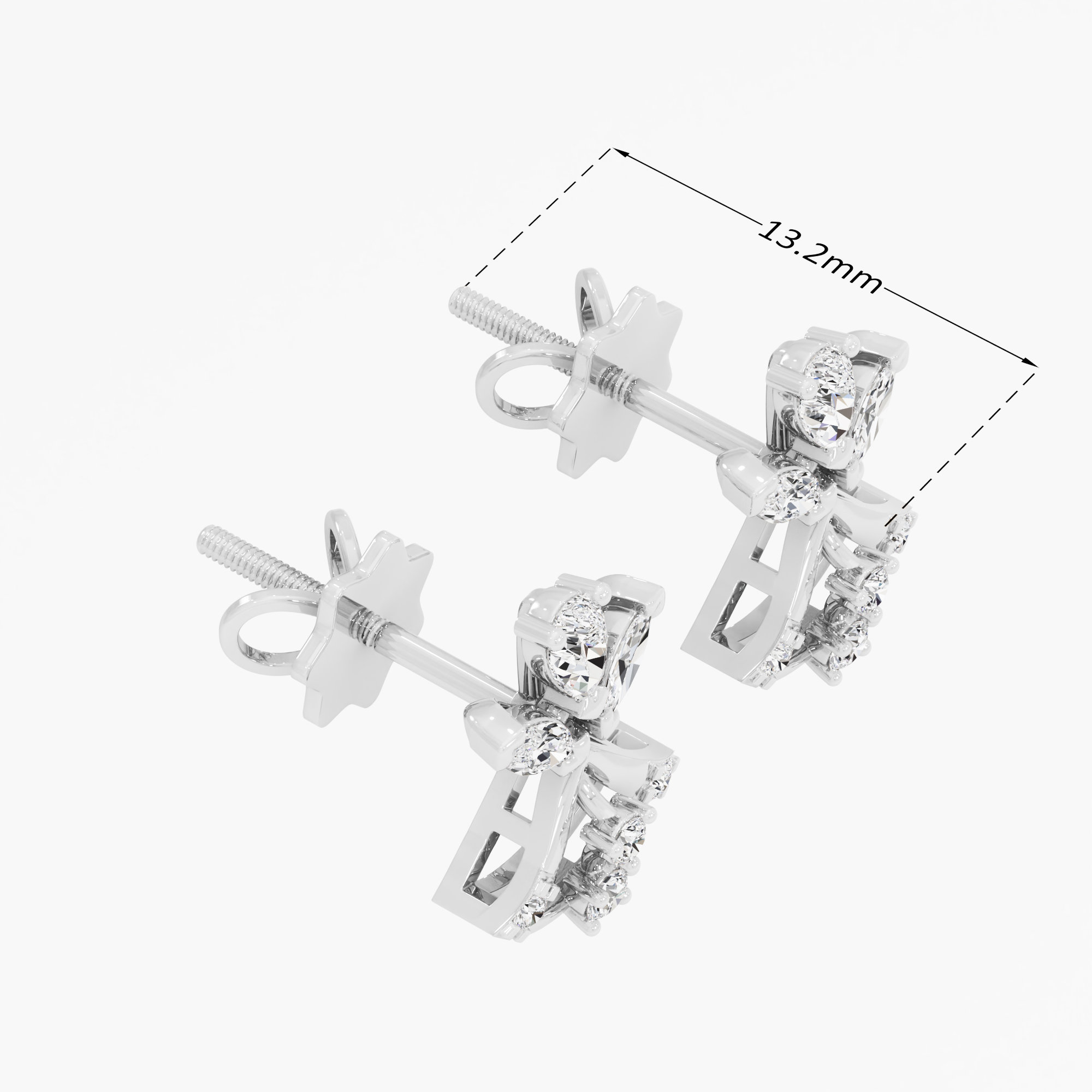 Butterfly Wing Stud Earrings in 9KT White Gold (Diamond Quality: FG-VVS VS)