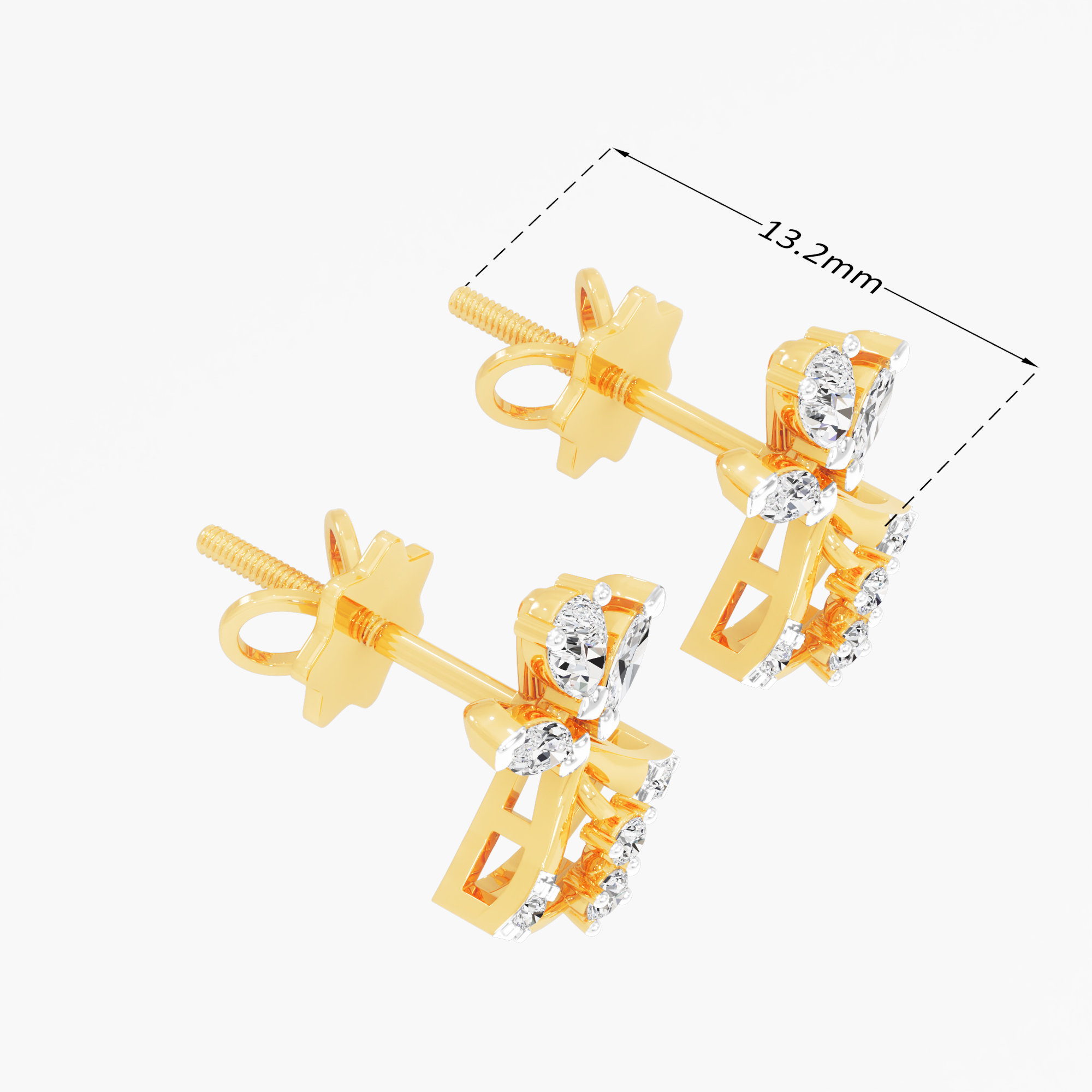 Butterfly Wing Stud Earrings in 9KT Yellow Gold (Diamond Quality: FG-VVS VS)