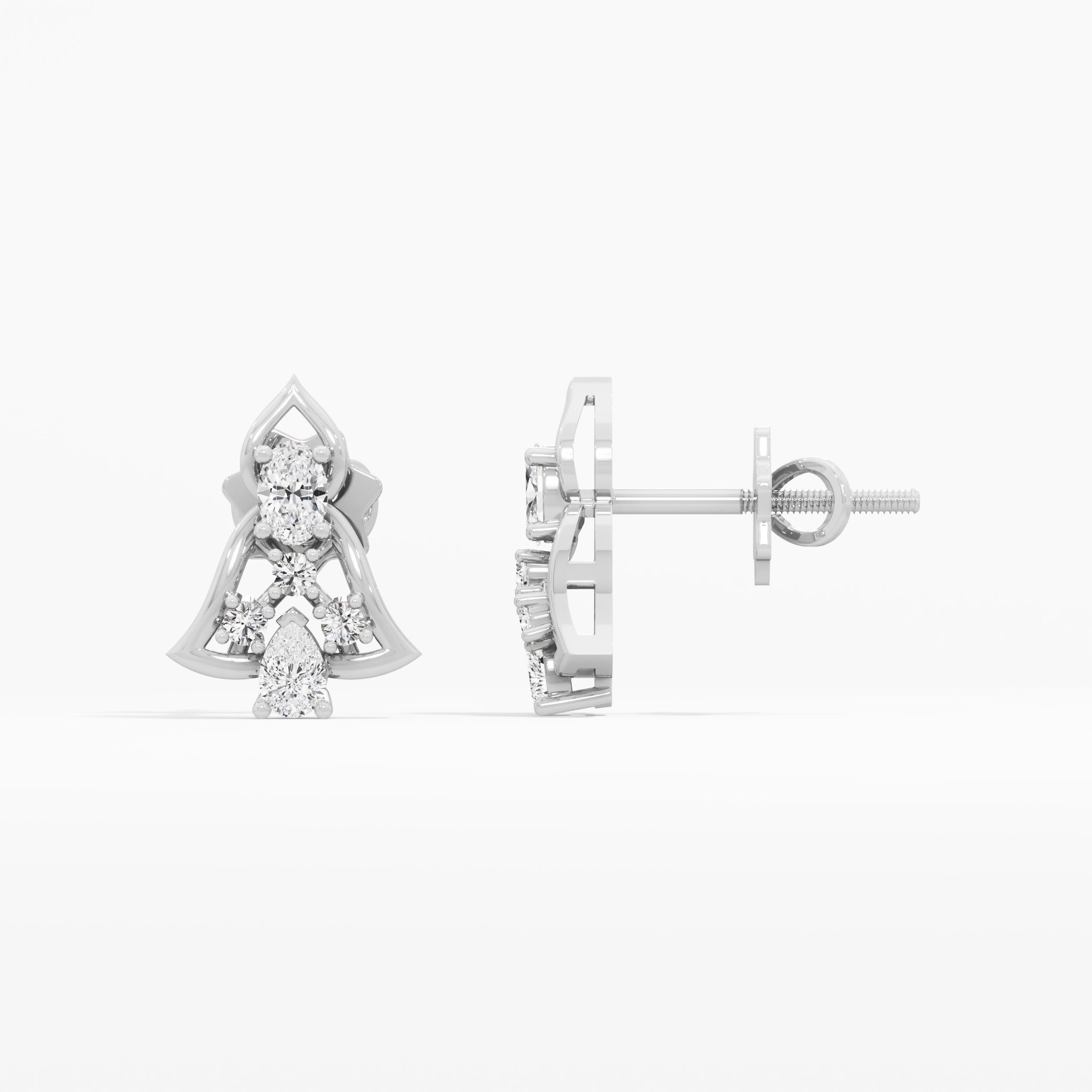 Cathedral Arch Stud Earrings in 9KT White Gold (Diamond Quality: FG-VVS VS)
