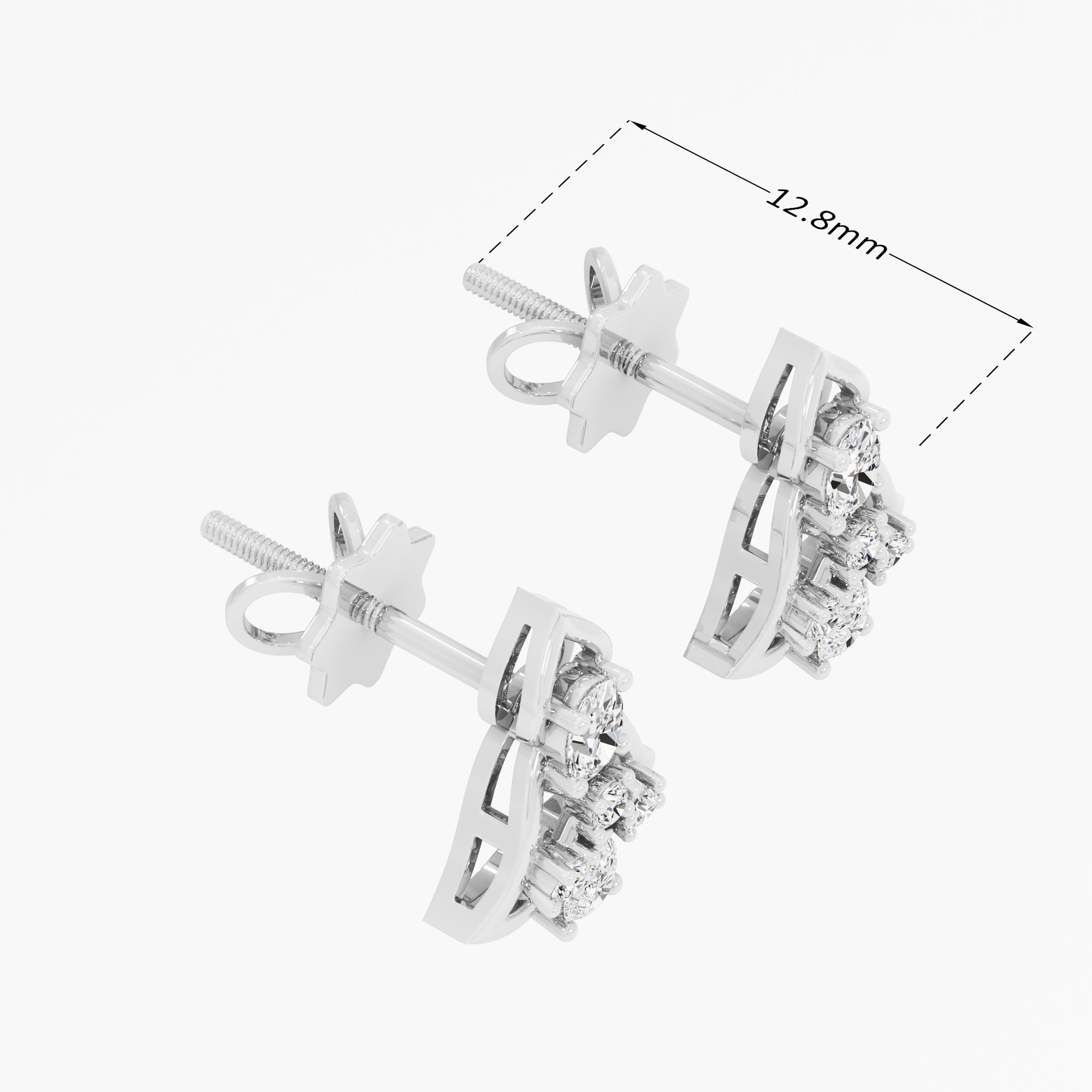 Cathedral Arch Stud Earrings in 9KT White Gold (Diamond Quality: FG-VVS VS)