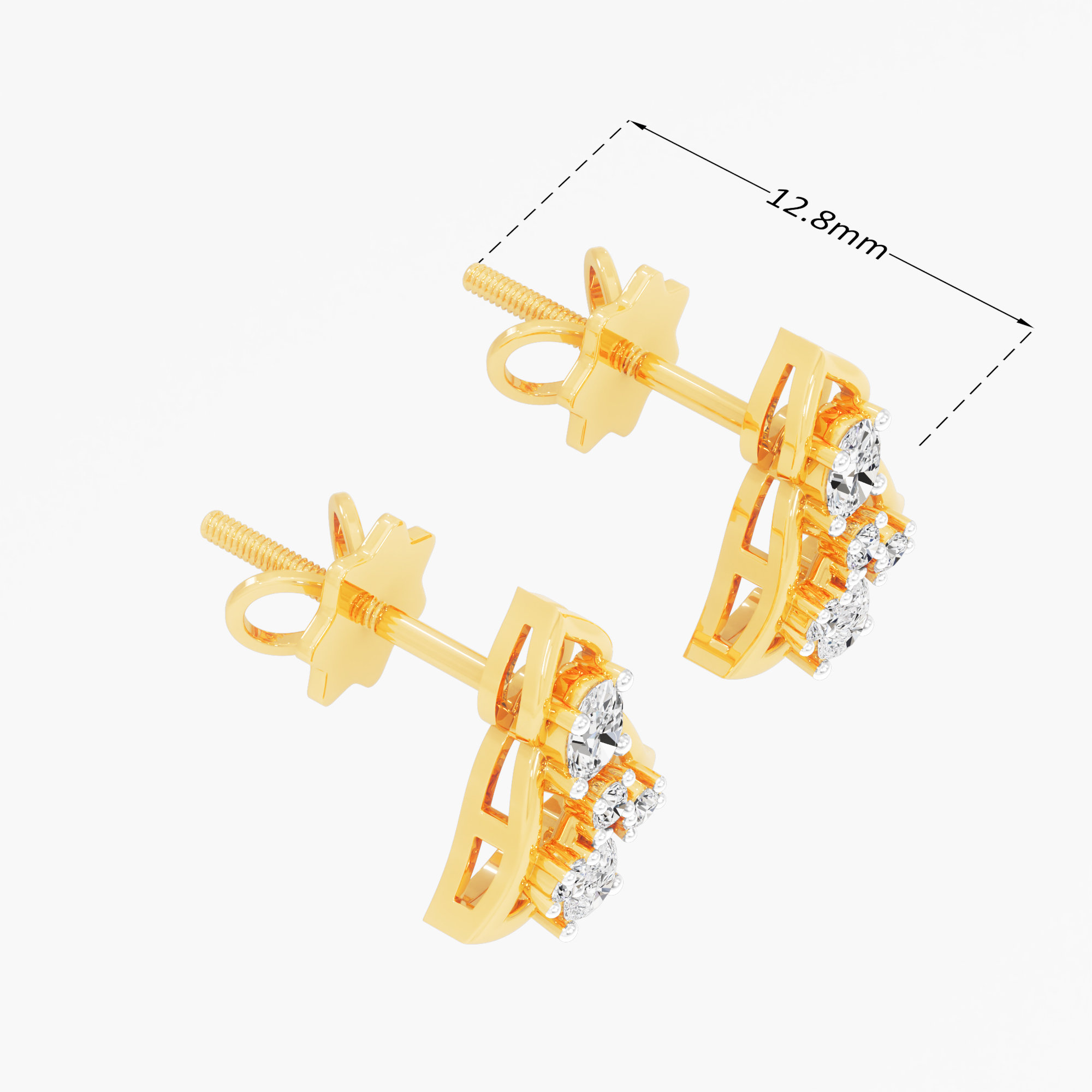Cathedral Arch Stud Earrings in 9KT Yellow Gold (Diamond Quality: FG-VVS VS)