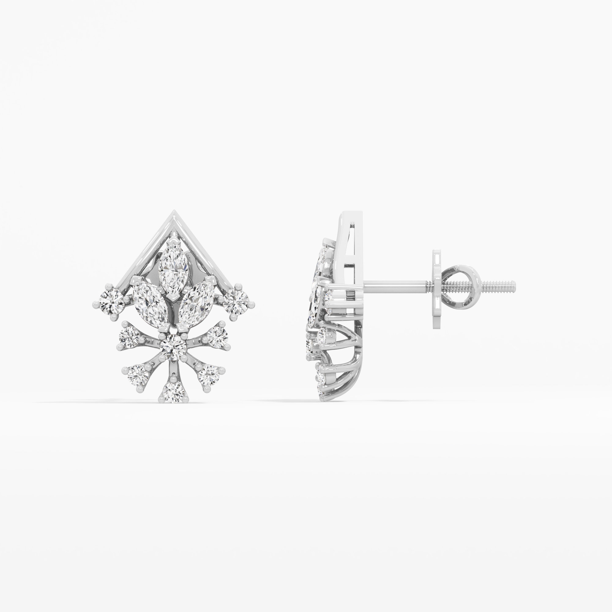 Celestial Cross Stud Earrings in 9KT White Gold (Diamond Quality: FG-VVS VS)