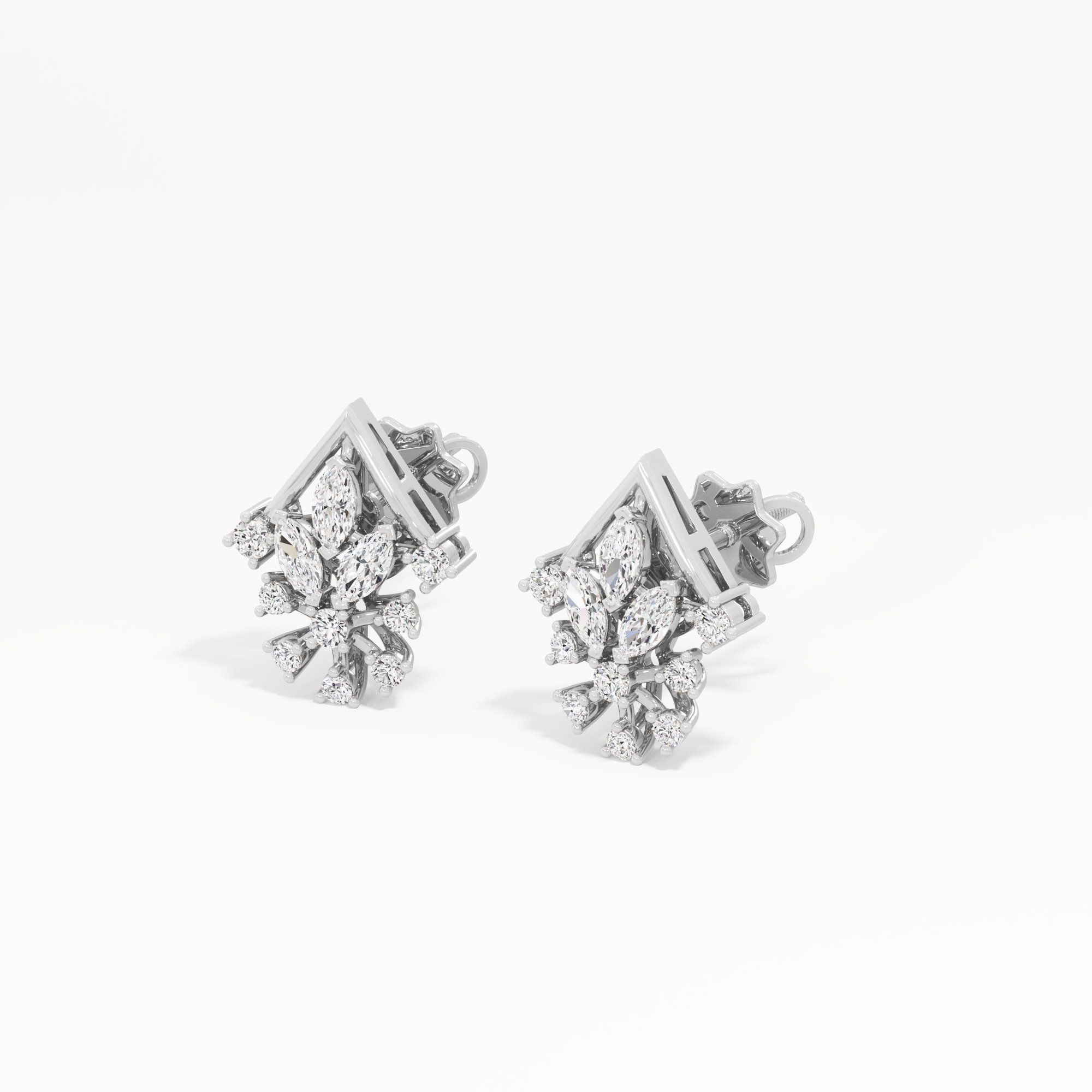 Celestial Cross Stud Earrings in 9KT White Gold (Diamond Quality: FG-VVS VS)