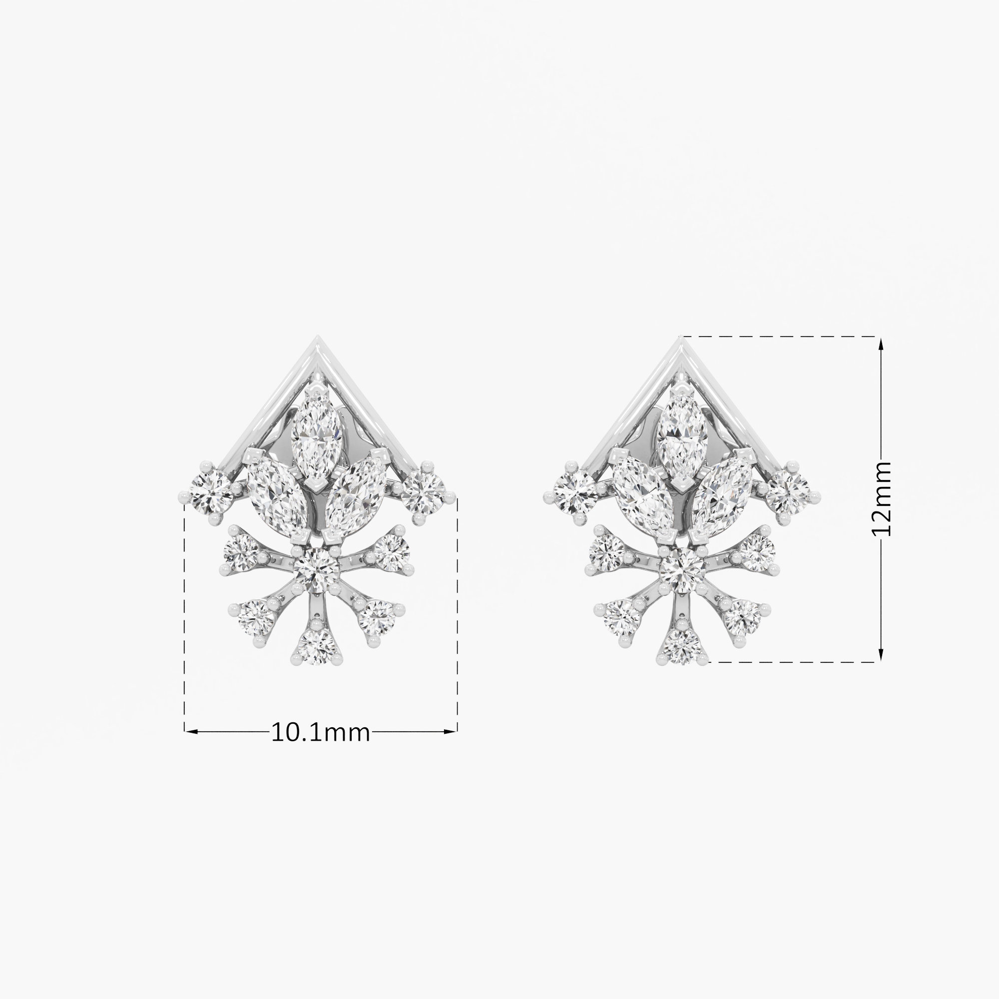 Celestial Cross Stud Earrings in 9KT White Gold (Diamond Quality: FG-VVS VS)