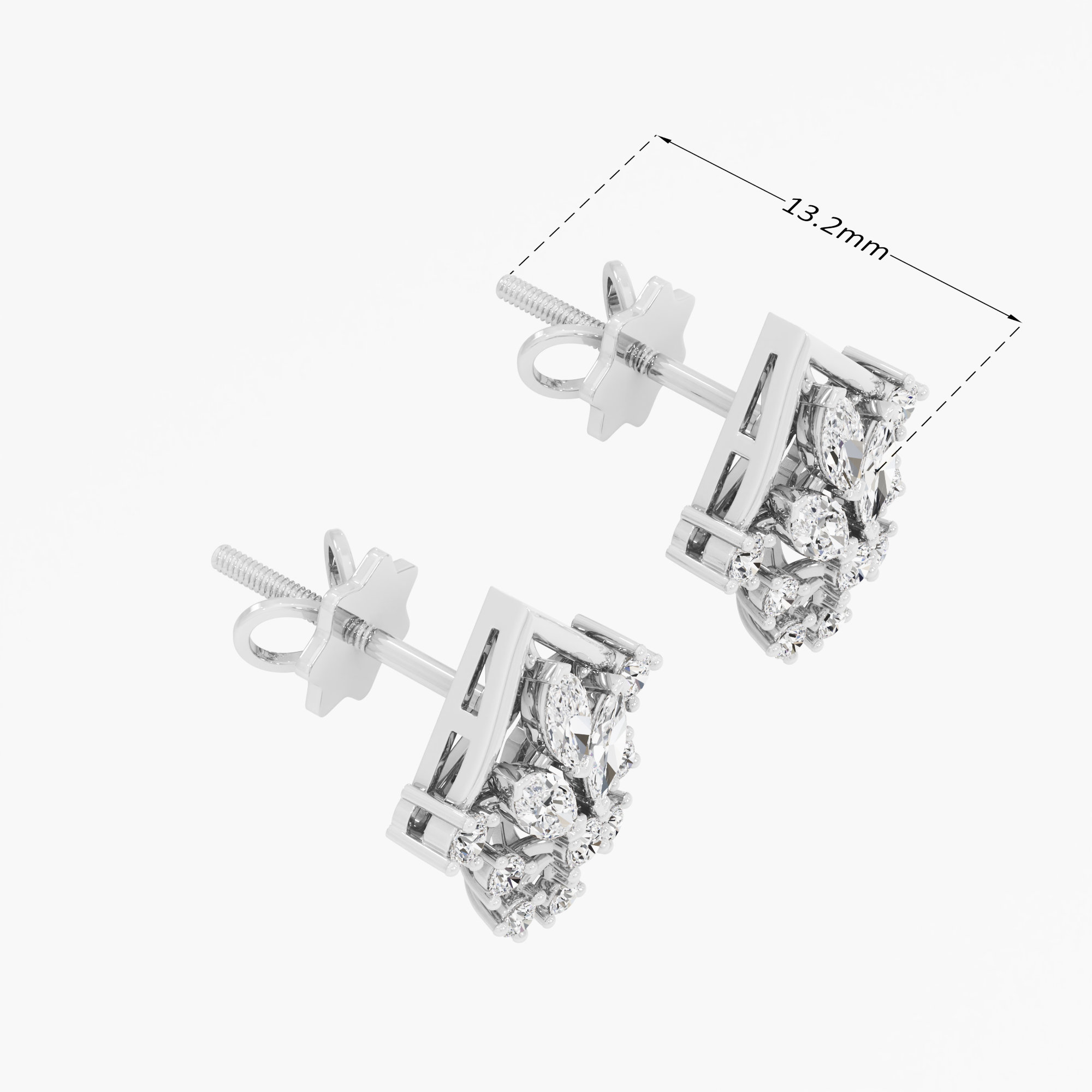 Celestial Cross Stud Earrings in 9KT White Gold (Diamond Quality: FG-VVS VS)