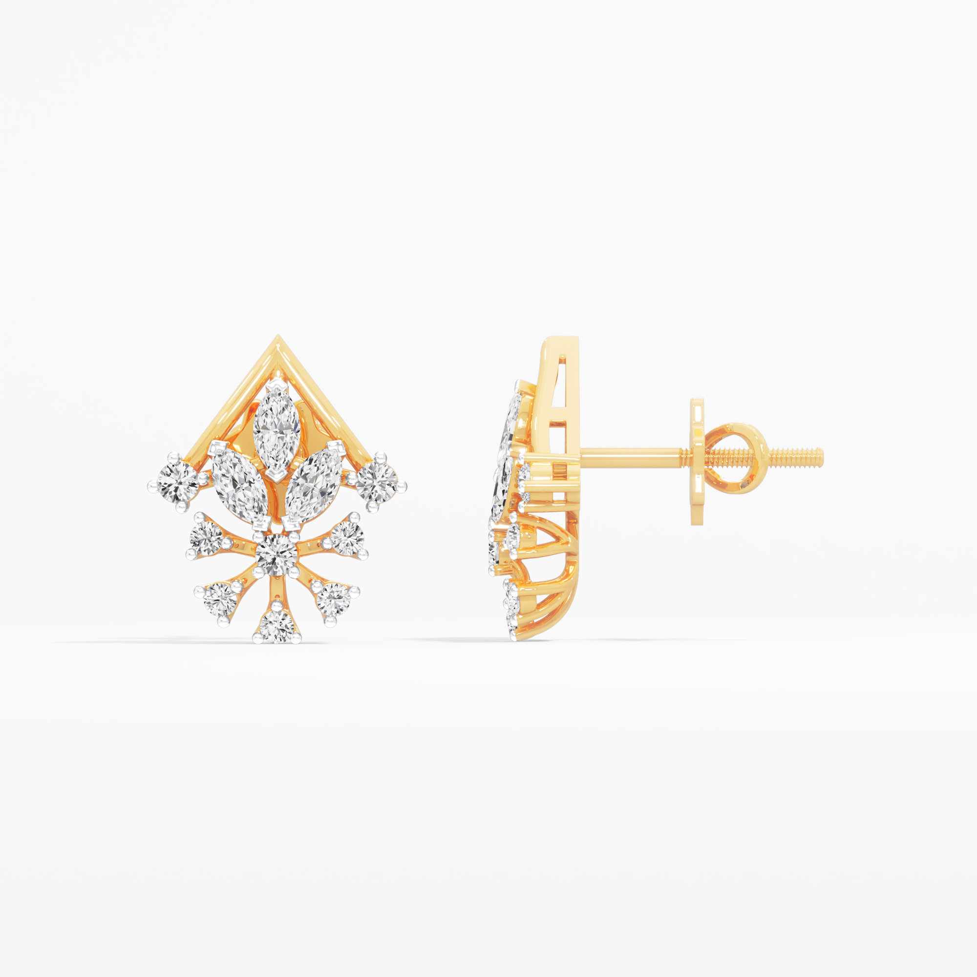 Celestial Cross Stud Earrings in 9KT Yellow Gold (Diamond Quality: FG-VVS VS)